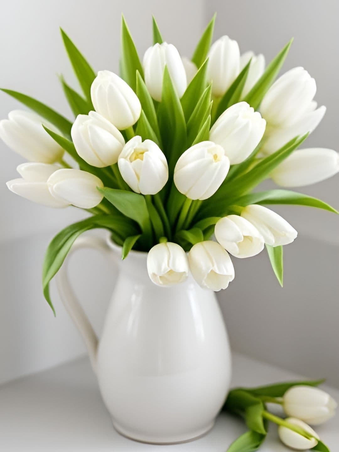Chitra Artworks White 5 Pieces Tulip Artificial Flower - view 1