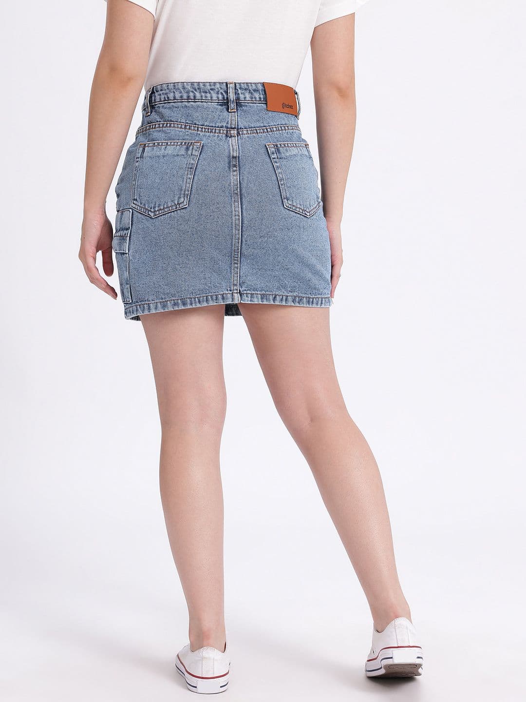 glitchez Faded Utility Cargo Denim Straight Mini Skirt thumbnail 4