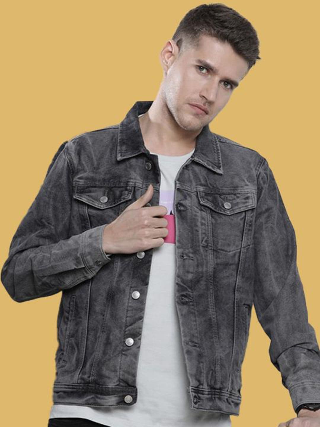 KLIZEN Men Denim Jacket with Patchwork - view 1