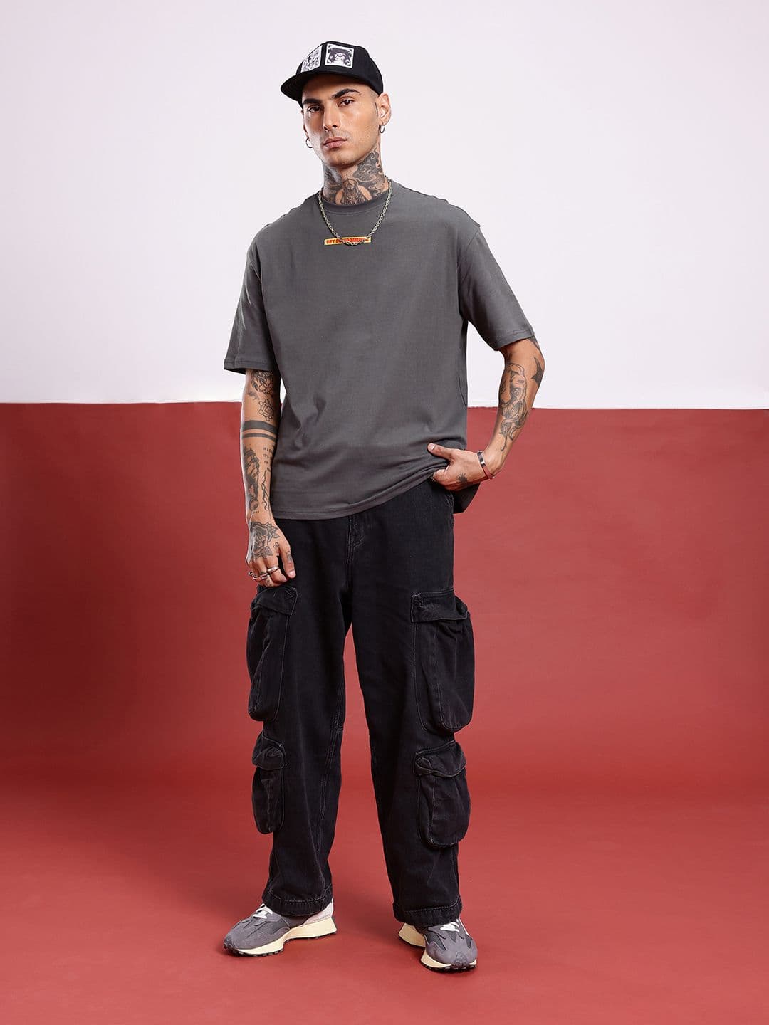 glitchez Oversized Pure Cotton Back Printed T-shirt thumbnail 2