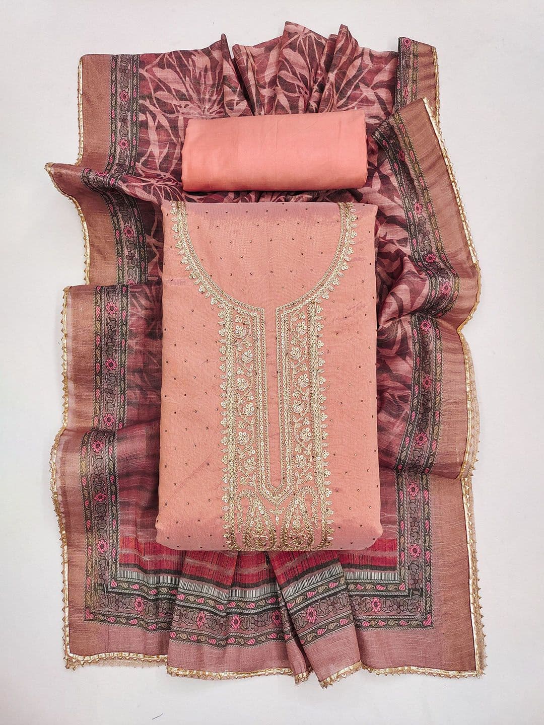 TAVAS Embroidered Sequinned Unstitched Dress Material thumbnail 5