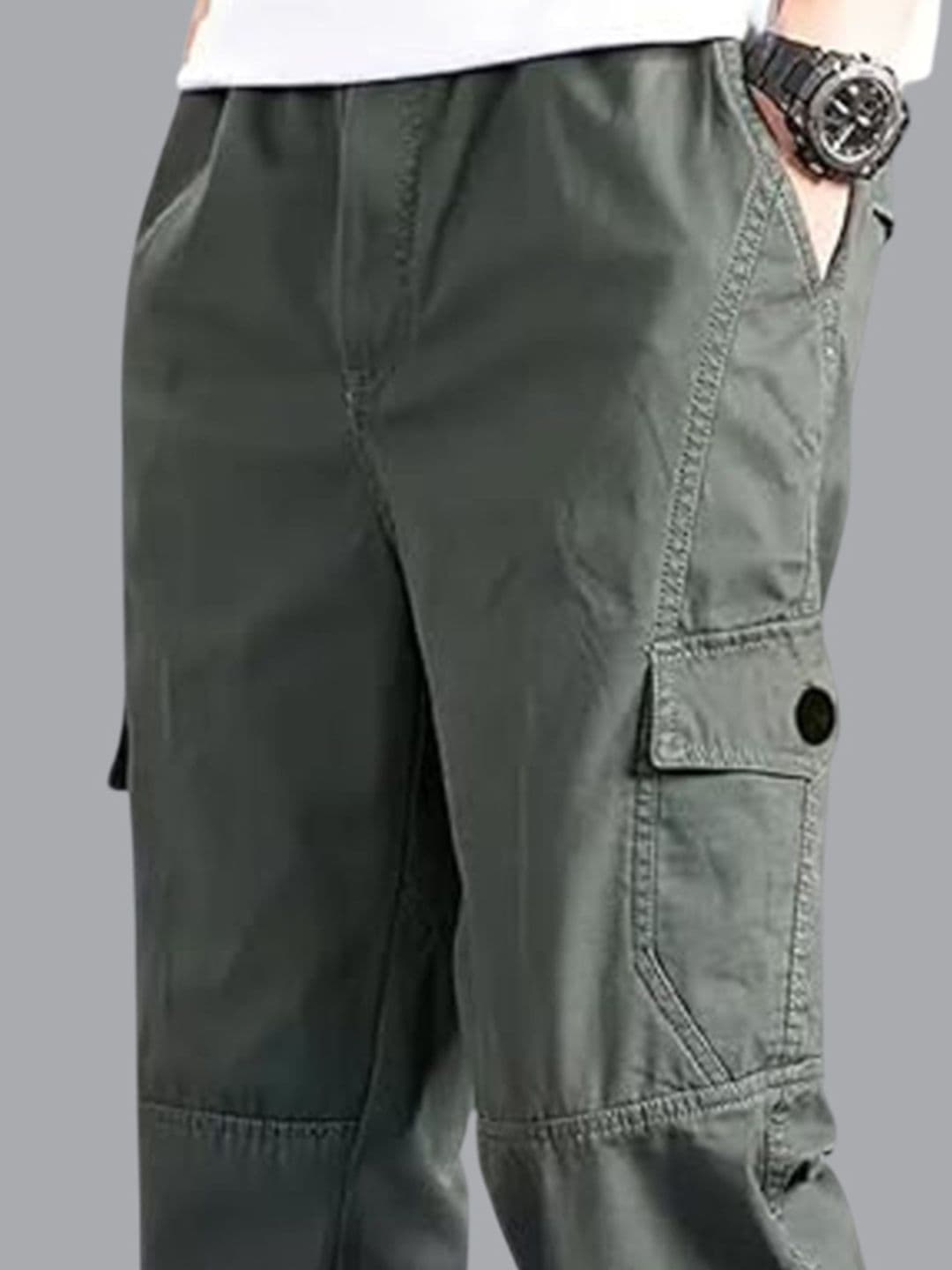 FABRIPPLE Men Mid-Rise Relaxed Fit Cotton Cargos Trousers thumbnail 3