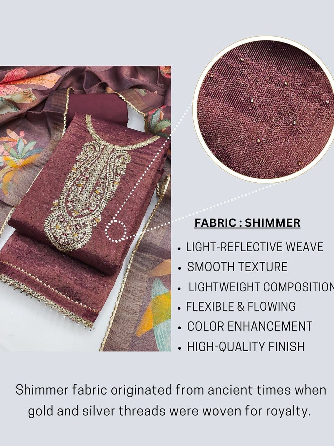 TAVAS Embroidered Sequinned Unstitched Dress Material thumbnail 2