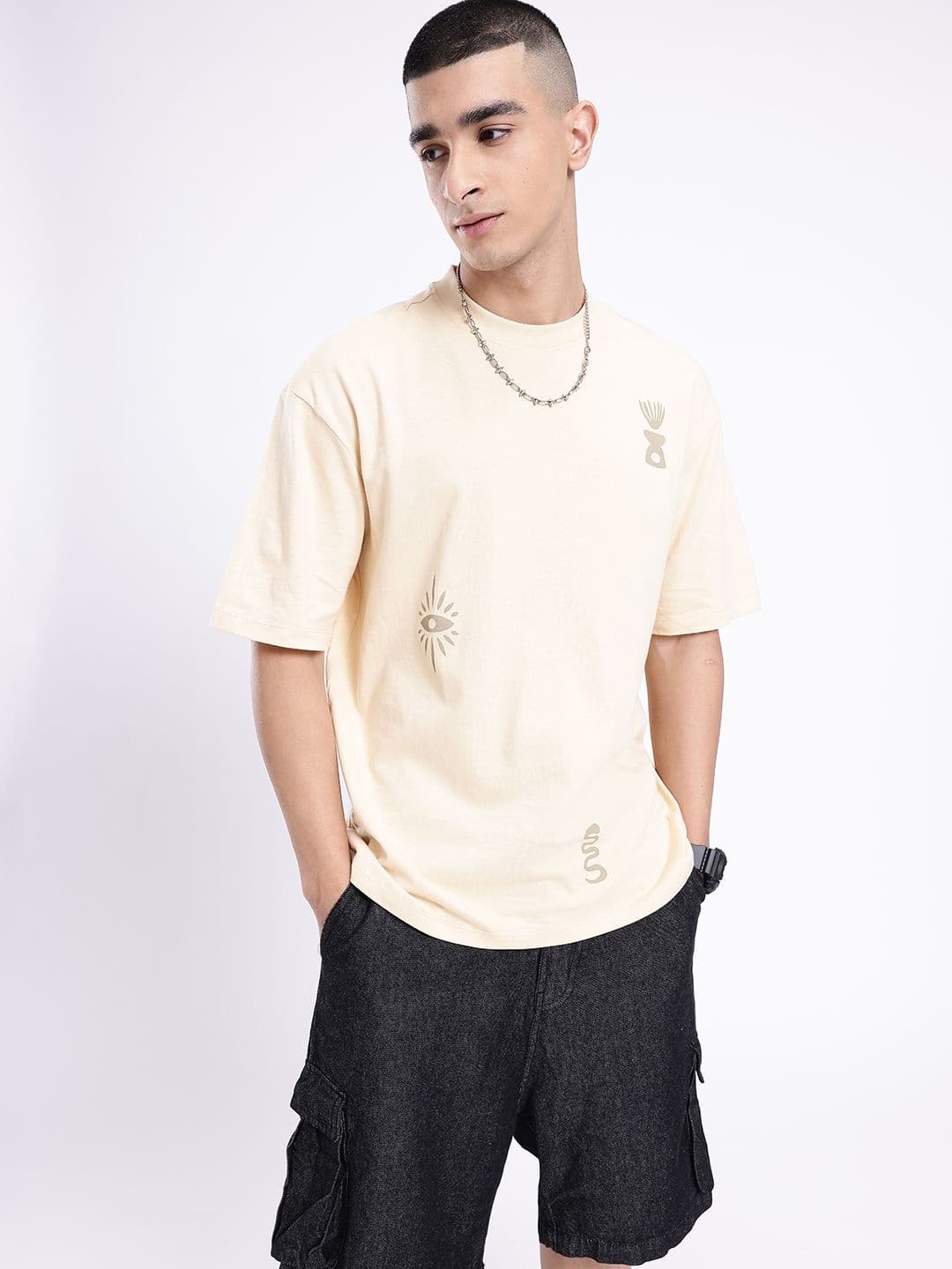 glitchez Printed Pure Cotton Oversized T-shirt thumbnail 4