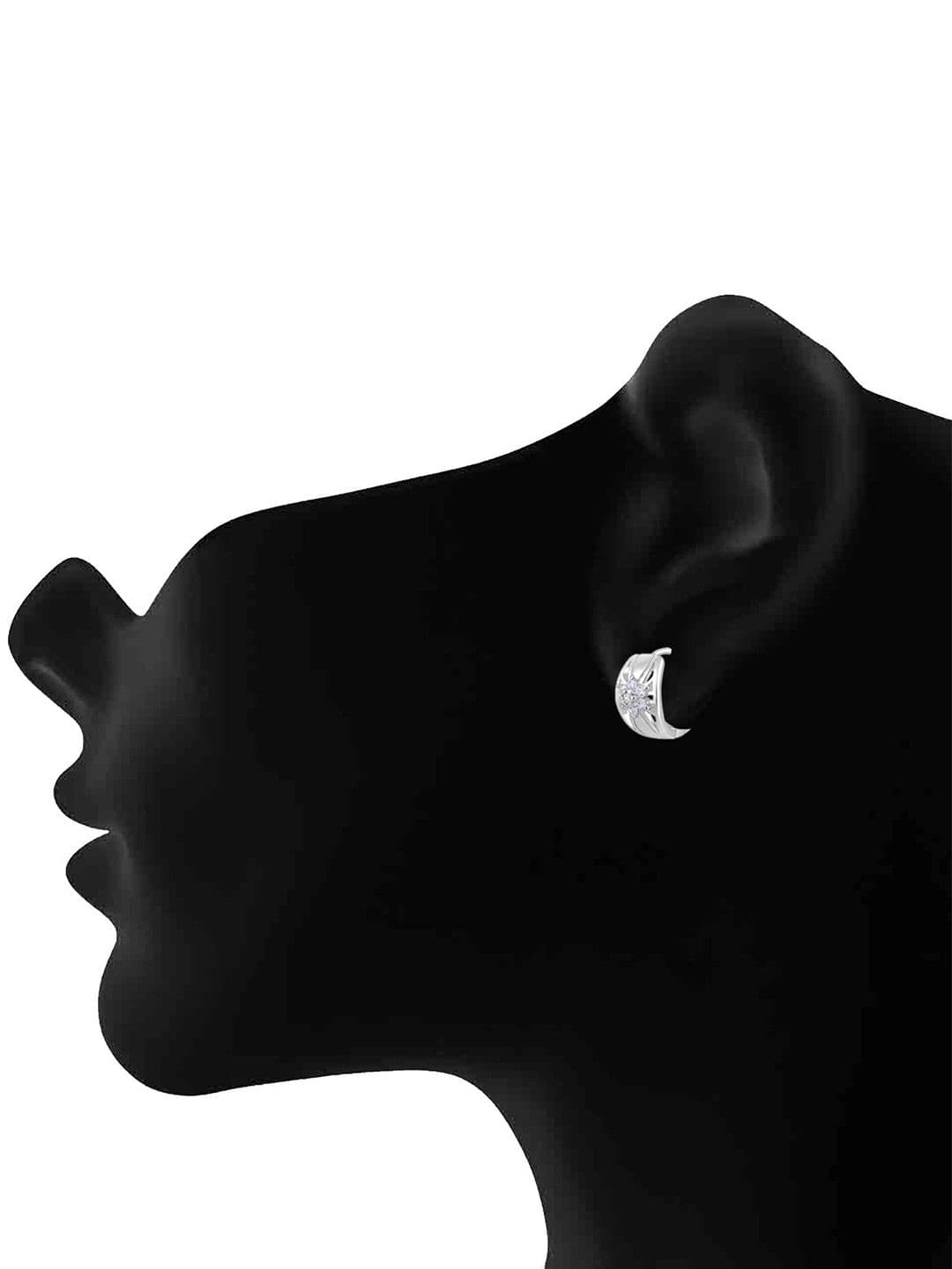 Jazz and Sizzle Silver Plated American Diamond Contemporary Hoop Earrings thumbnail 7