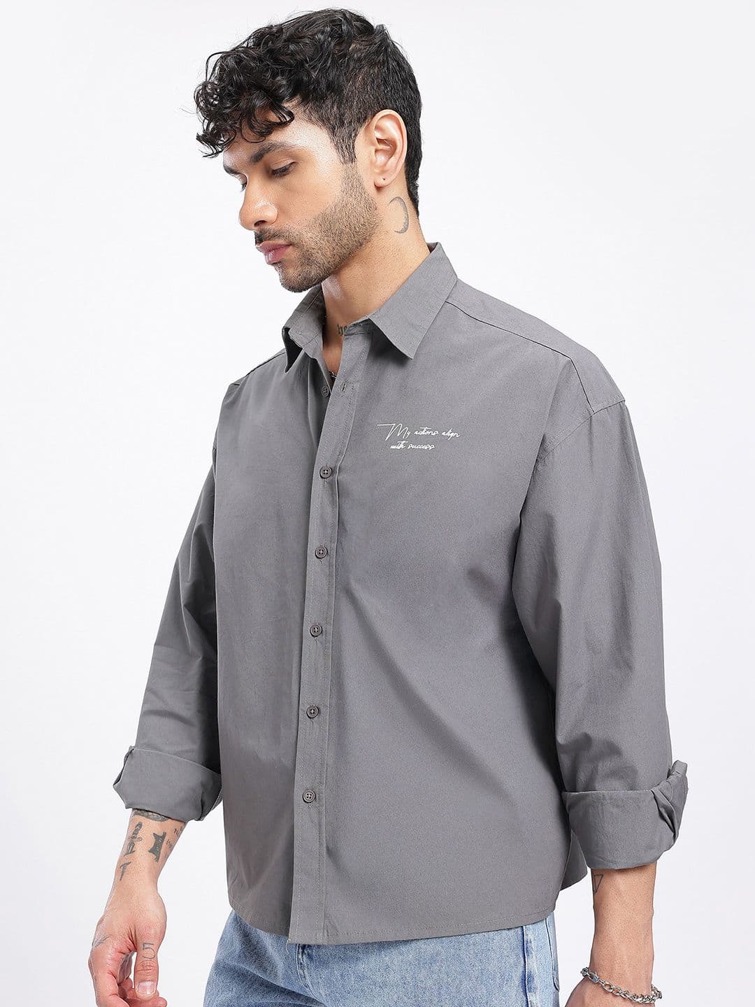 glitchez Placement Print Relaxed Drop-Shoulder Shirt thumbnail 2