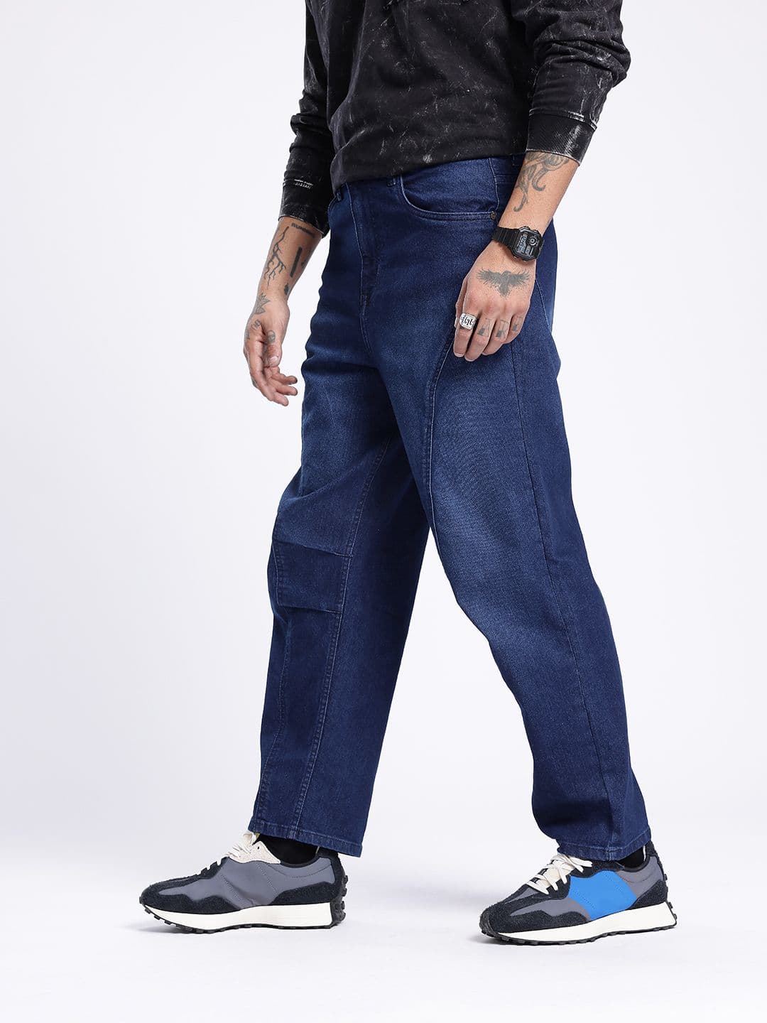 glitchez Men Relaxed Fit Medium Shade Stretchable Jeans thumbnail 7