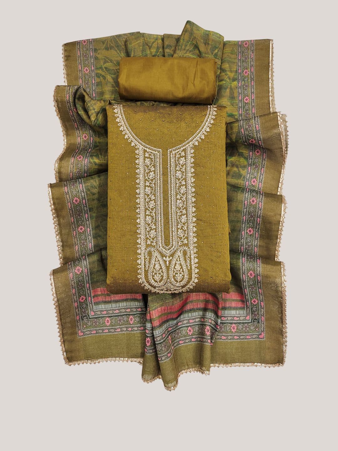 TAVAS Embroidered Sequinned Unstitched Dress Material thumbnail 2