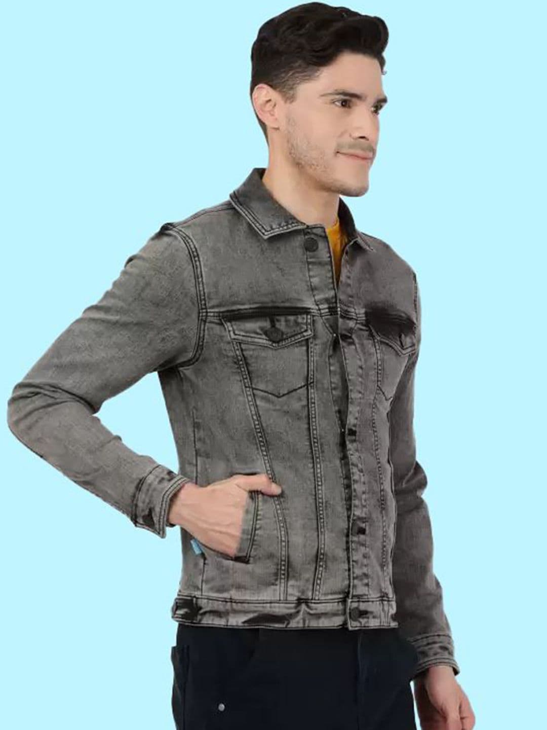 KLIZEN Spread Collar Denim Jacket thumbnail 2