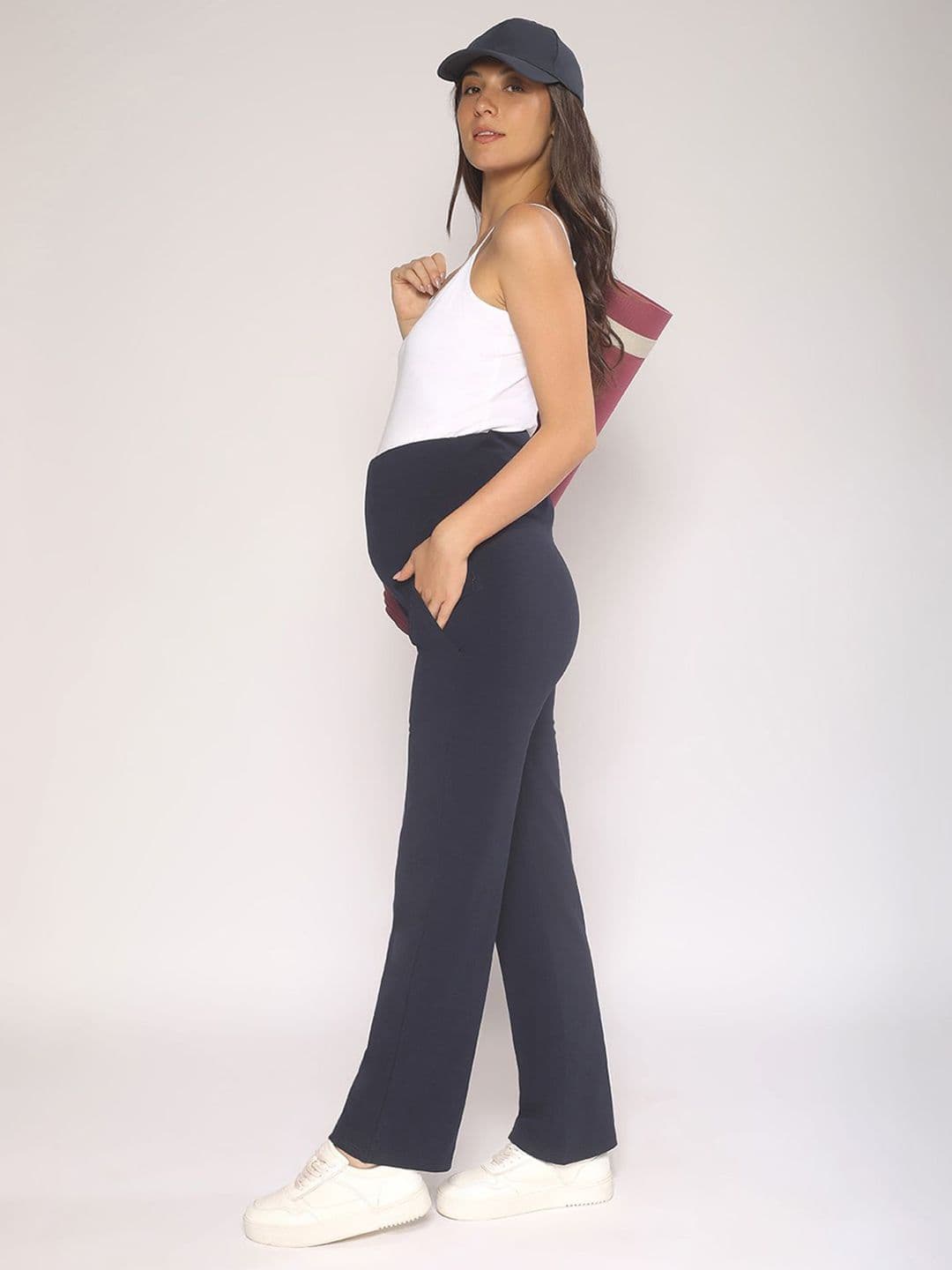 MomToBe Women High-Rise Cotton Straight-Fit Maternity Track Pants thumbnail 5