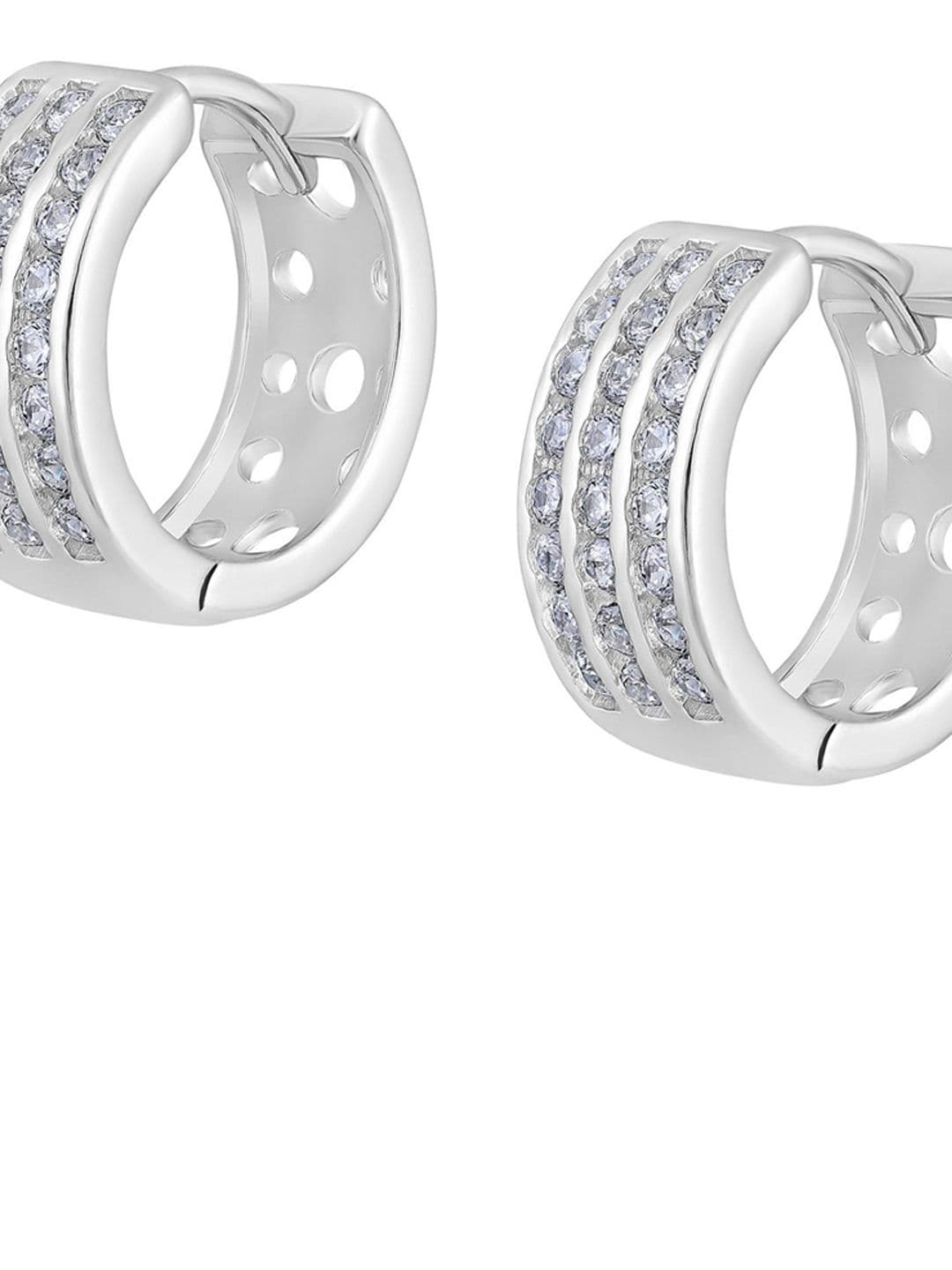 Jazz and Sizzle Silver Plated American Diamond Contemporary Hoop Earrings thumbnail 7
