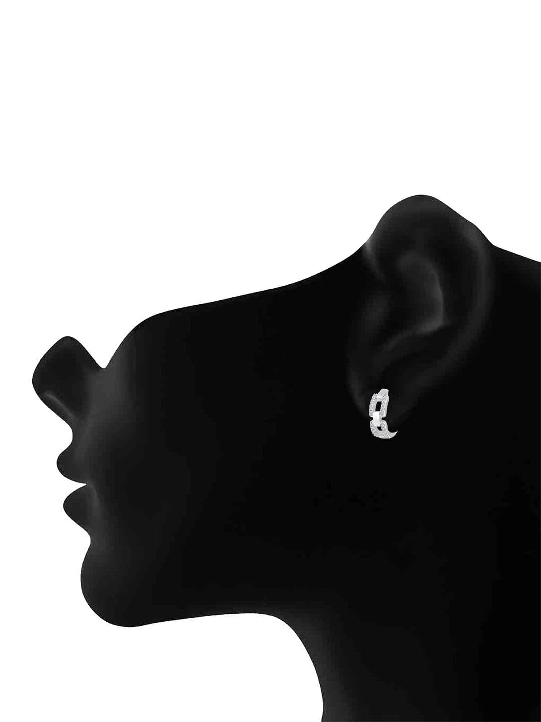 Jazz and Sizzle Silver Plated American Diamond Contemporary Hoop Earrings thumbnail 5