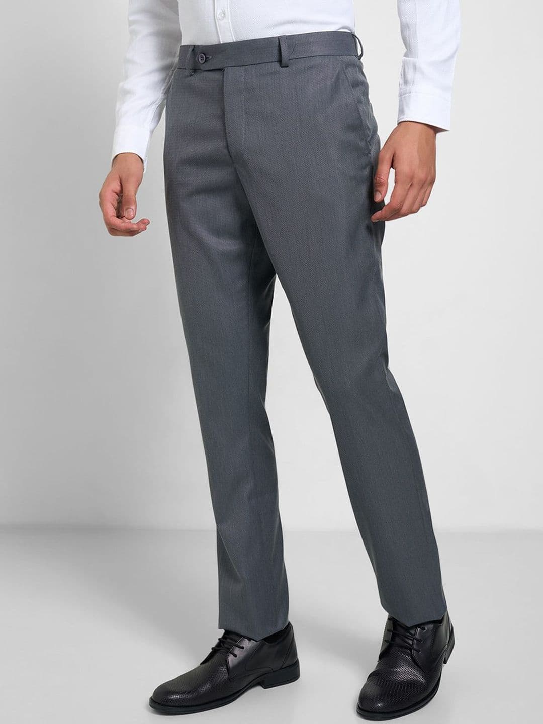 Peregrine by Pantaloons Men Solid Slim Fit Mid-Rise Formal Trousers thumbnail 3