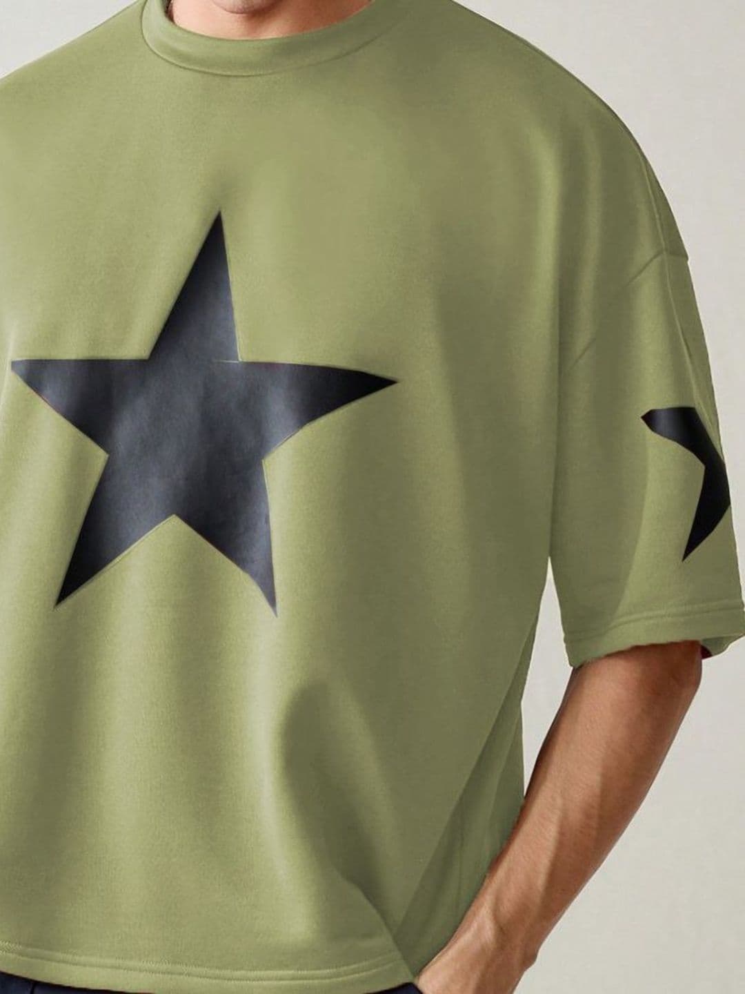 Moda Rapido Men Printed Drop-Shoulder Sleeves Applique T-shirt thumbnail 5