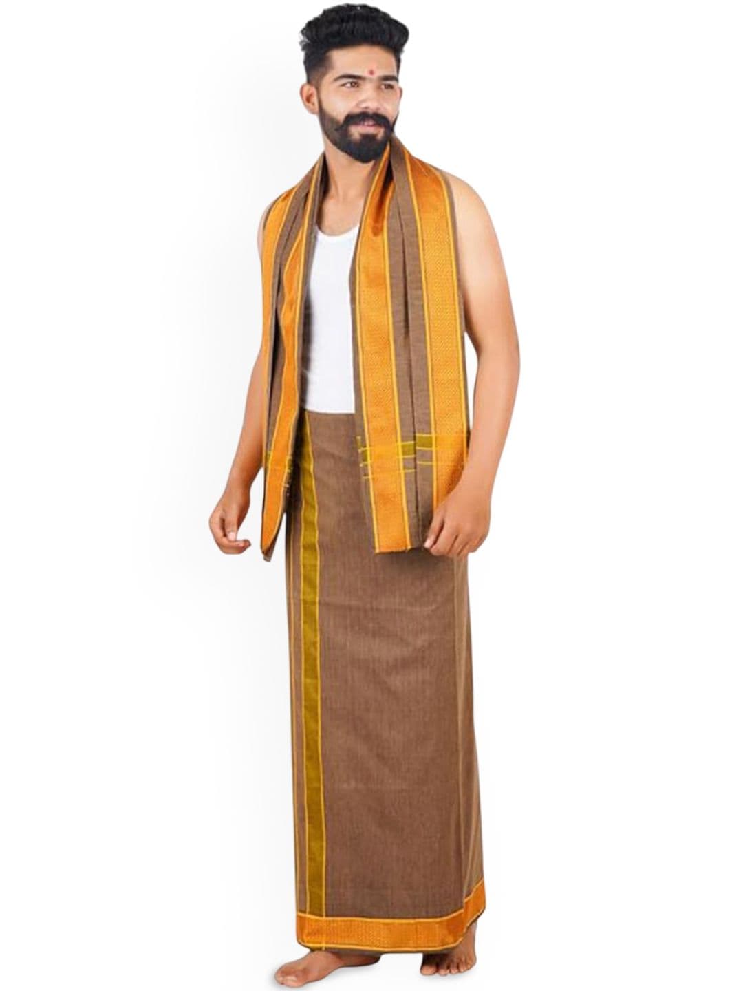 Ethazh Men Dhoti With Angavastram thumbnail 5