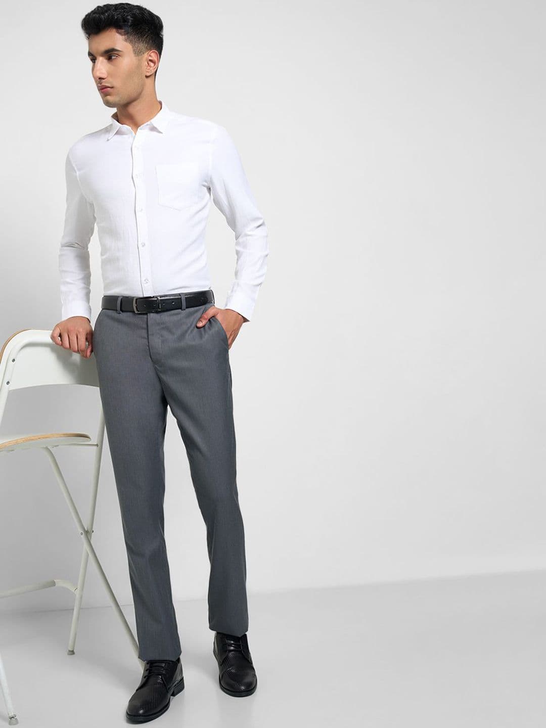 Peregrine by Pantaloons Men Solid Slim Fit Mid-Rise Formal Trousers thumbnail 5