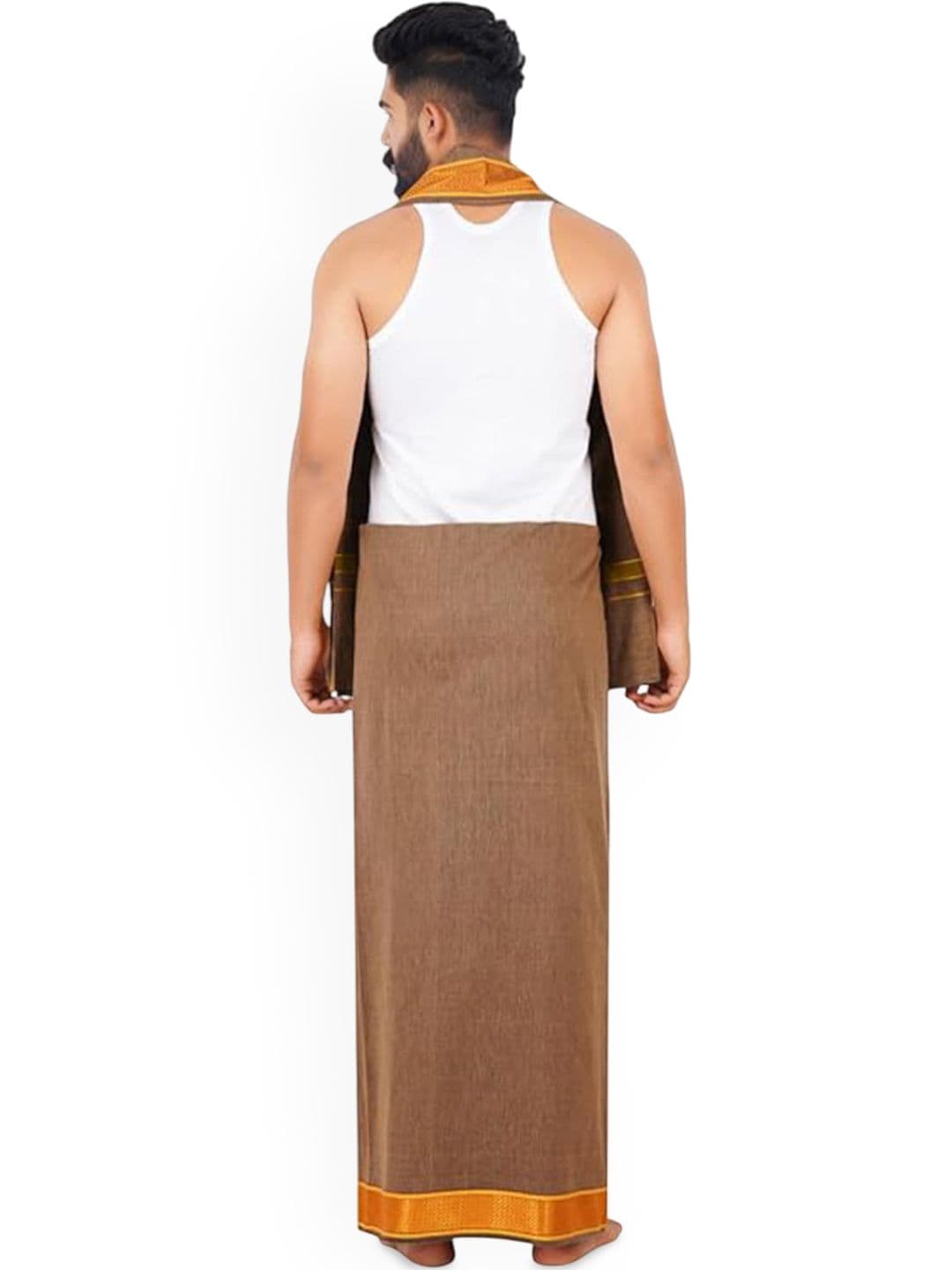Ethazh Men Dhoti With Angavastram thumbnail 4