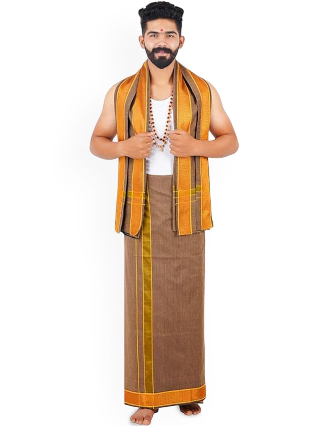 Ethazh Men Dhoti With Angavastram - view 1