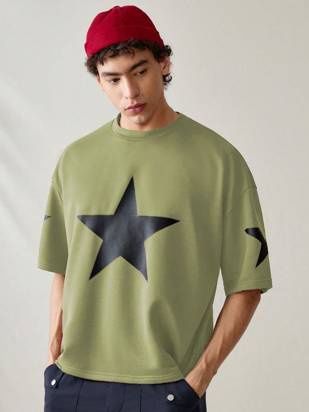 Moda Rapido Men Printed Drop-Shoulder Sleeves Applique T-shirt thumbnail 2