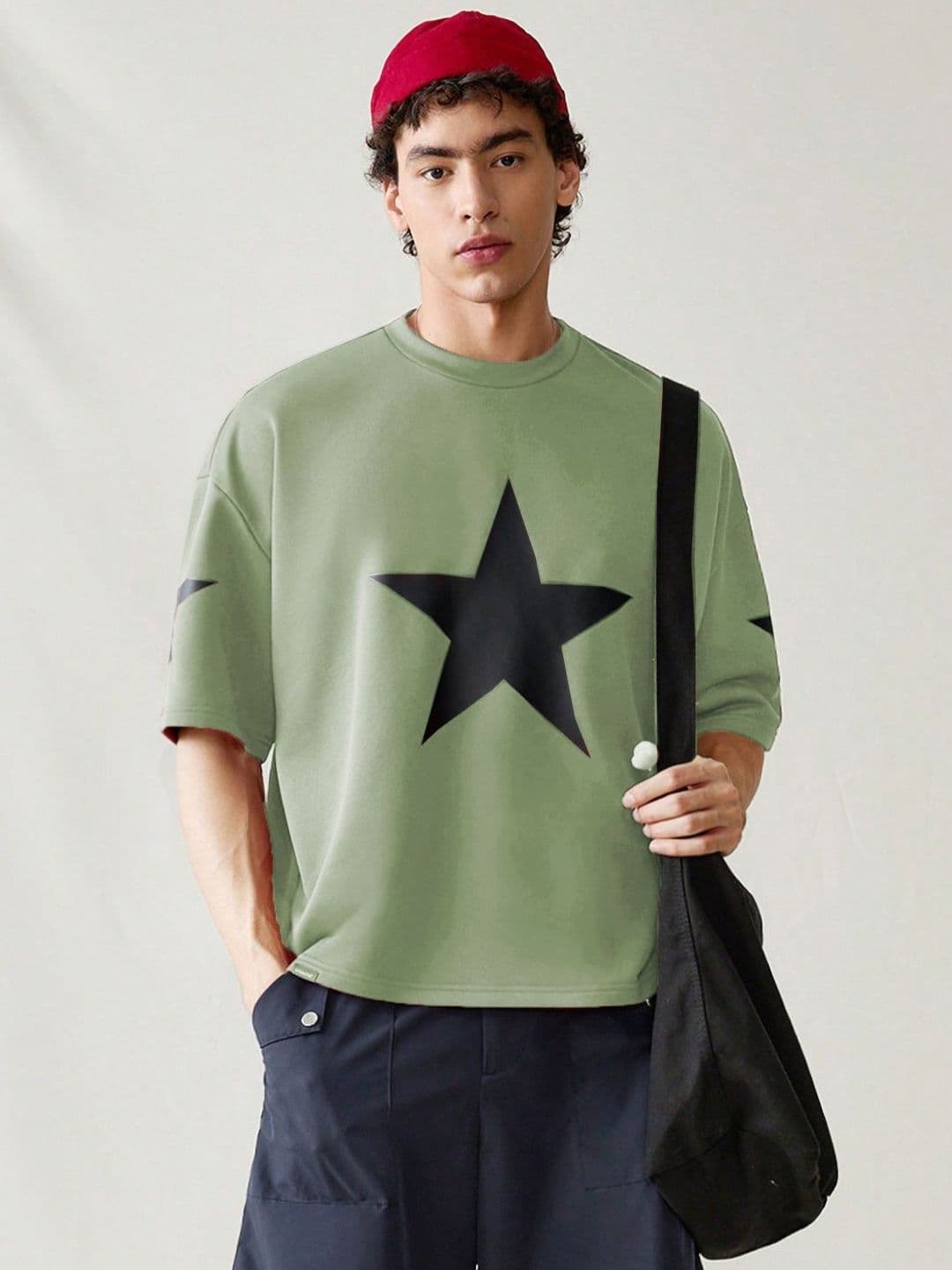 Moda Rapido Men Printed Drop-Shoulder Sleeves Applique T-shirt - view 1