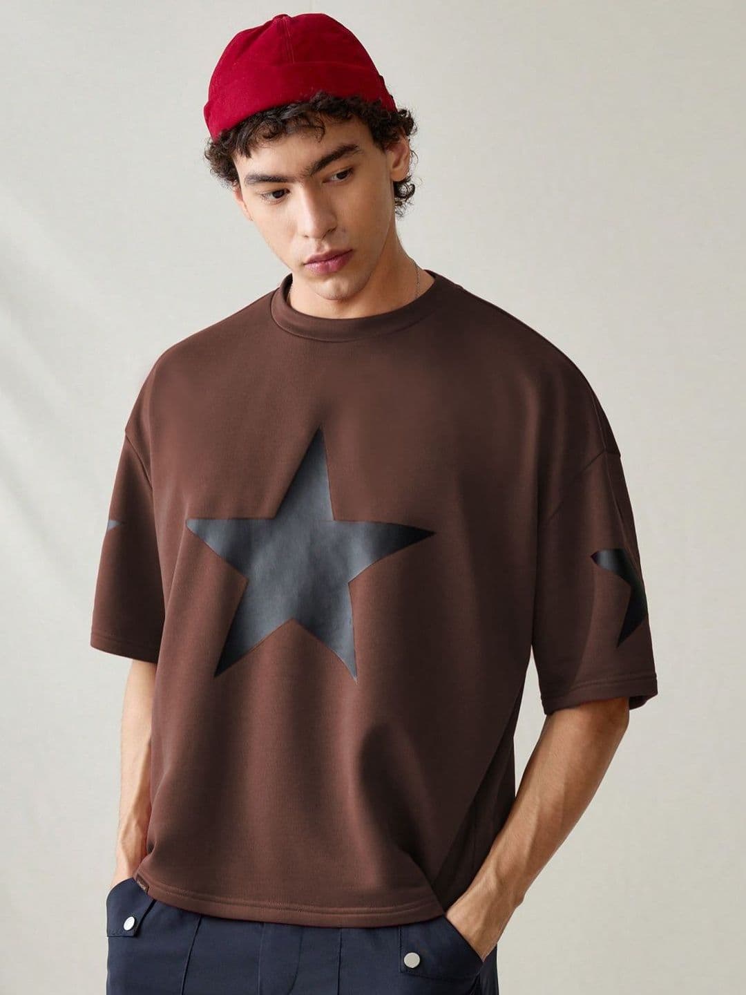 Moda Rapido Men Printed Drop-Shoulder Sleeves Pockets T-shirt thumbnail 5