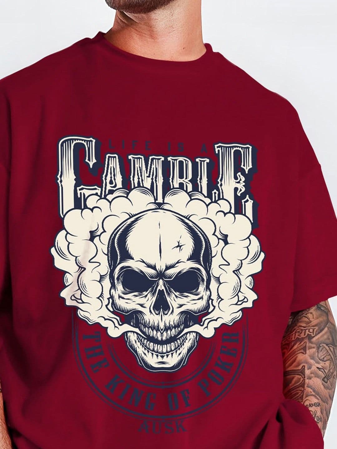 AUSK Maroon Typography Oversized T-shirt thumbnail 4