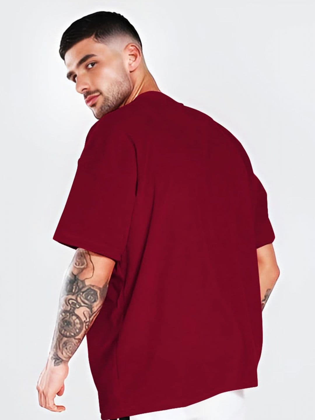 AUSK Maroon Typography Oversized T-shirt thumbnail 2