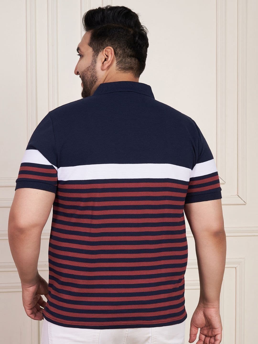 AUSTIVO  Striped Polo Collar Regular Sleeves Cotton Regular Fit Tshirt thumbnail 7