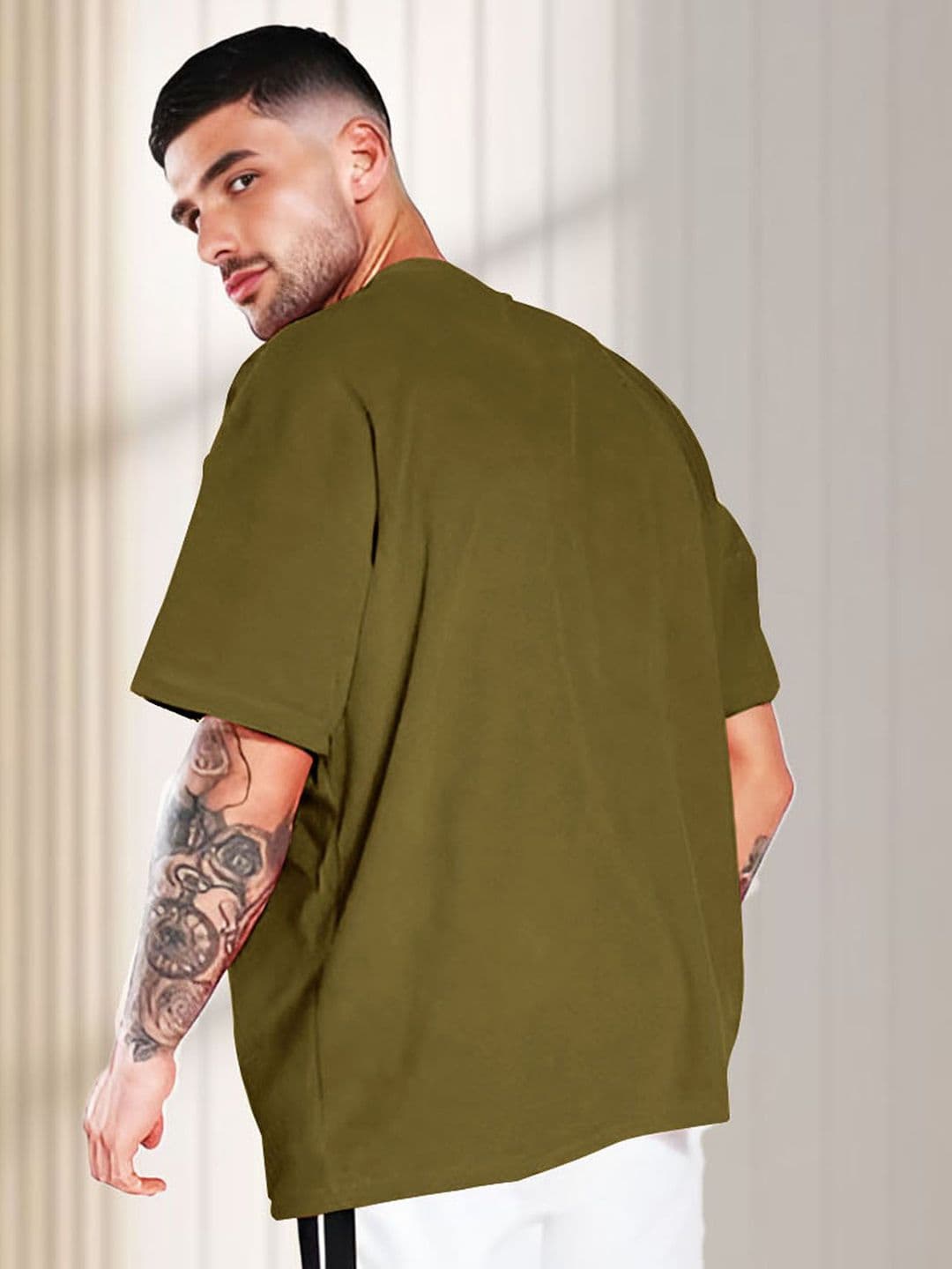 THE BEETEL HOUSE Typography Printed Round Neck Cotton Oversized Loose Fit T-shirt thumbnail 2