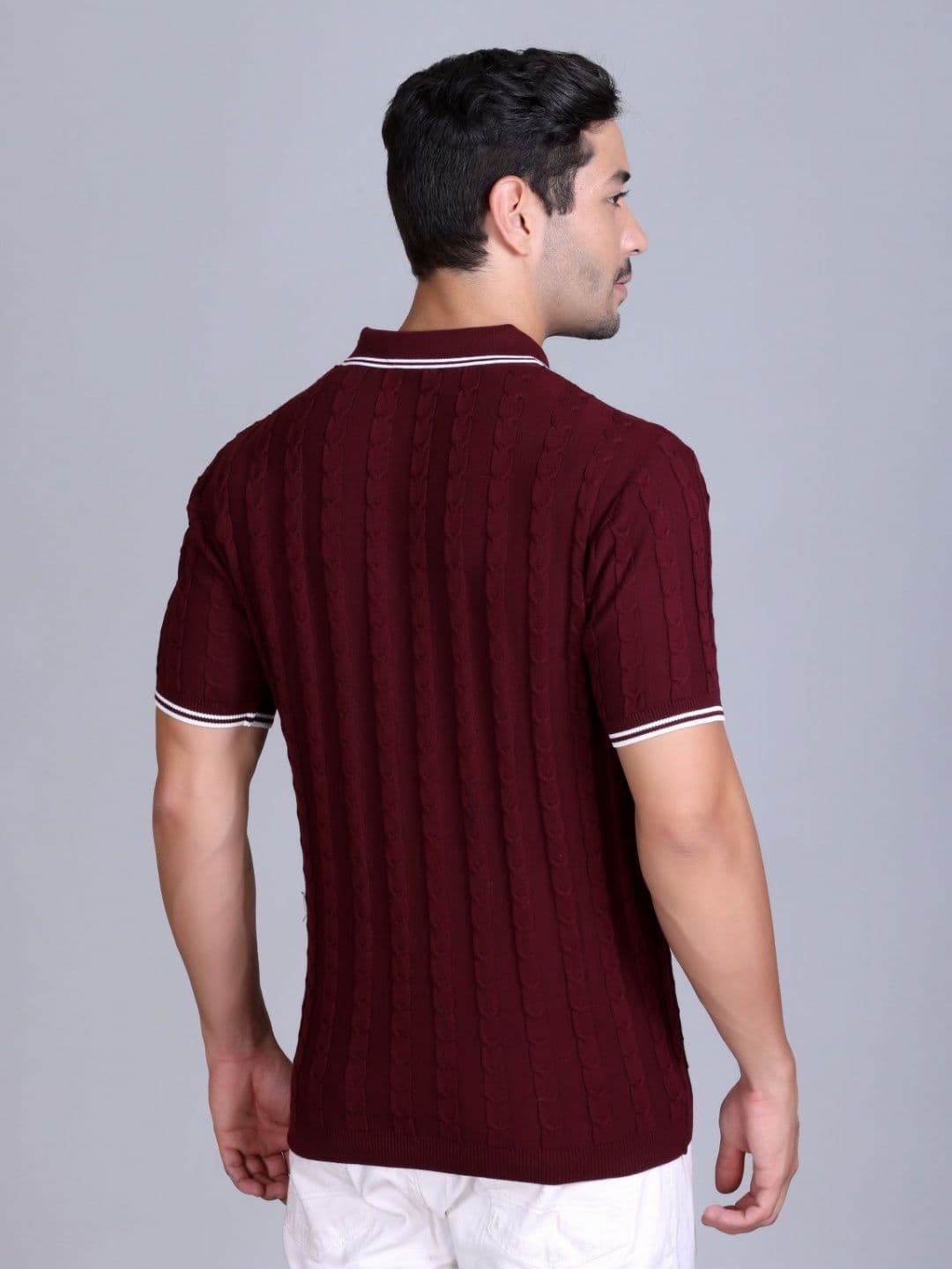 Dzant Self Design Polo Collar Short Sleeves Organic Cotton T-shirt thumbnail 3
