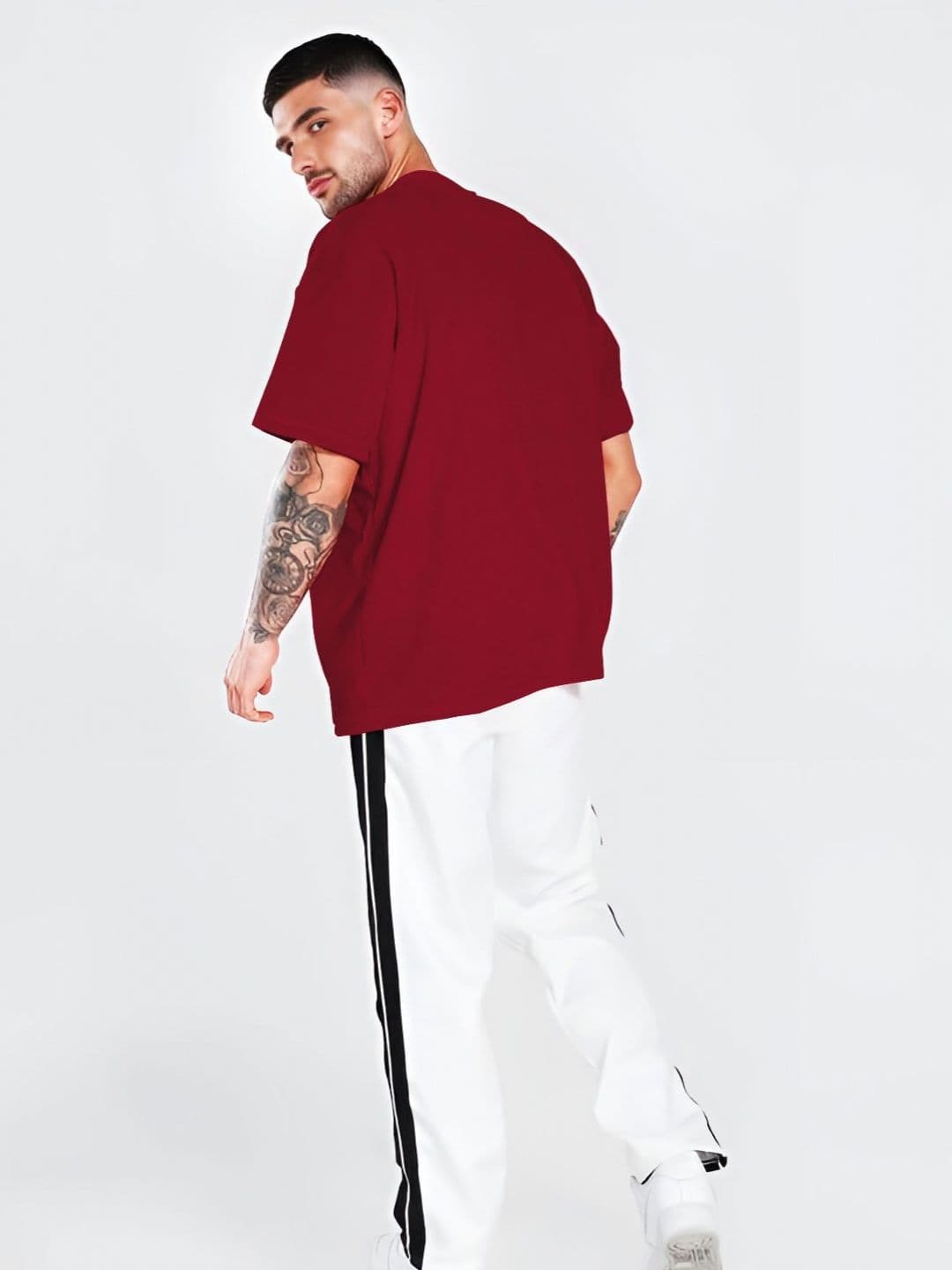 AUSK Maroon Typography Oversized T-shirt thumbnail 3