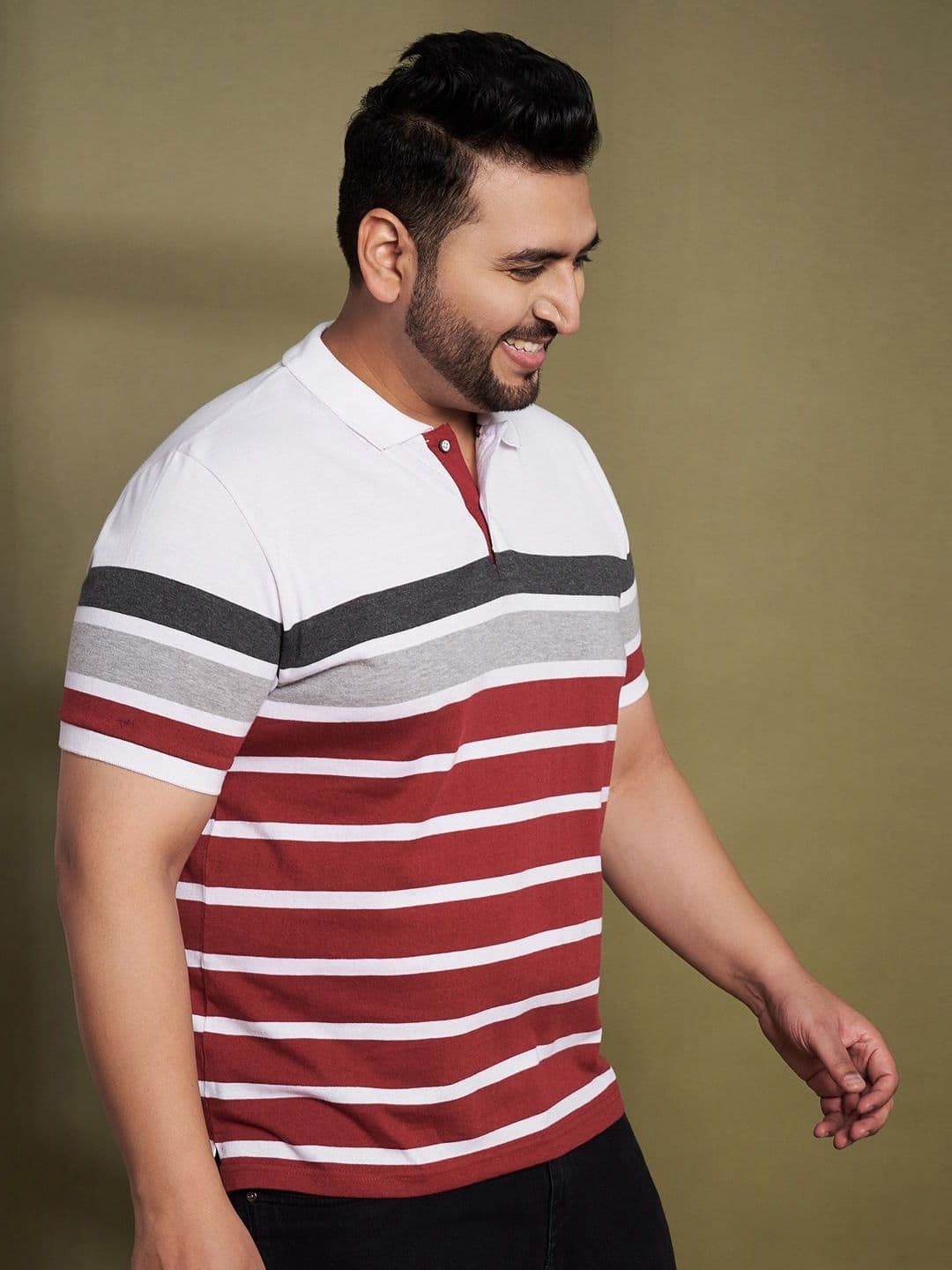 AUSTIVO Striped Polo Collar Regular Fit T-shirt thumbnail 2