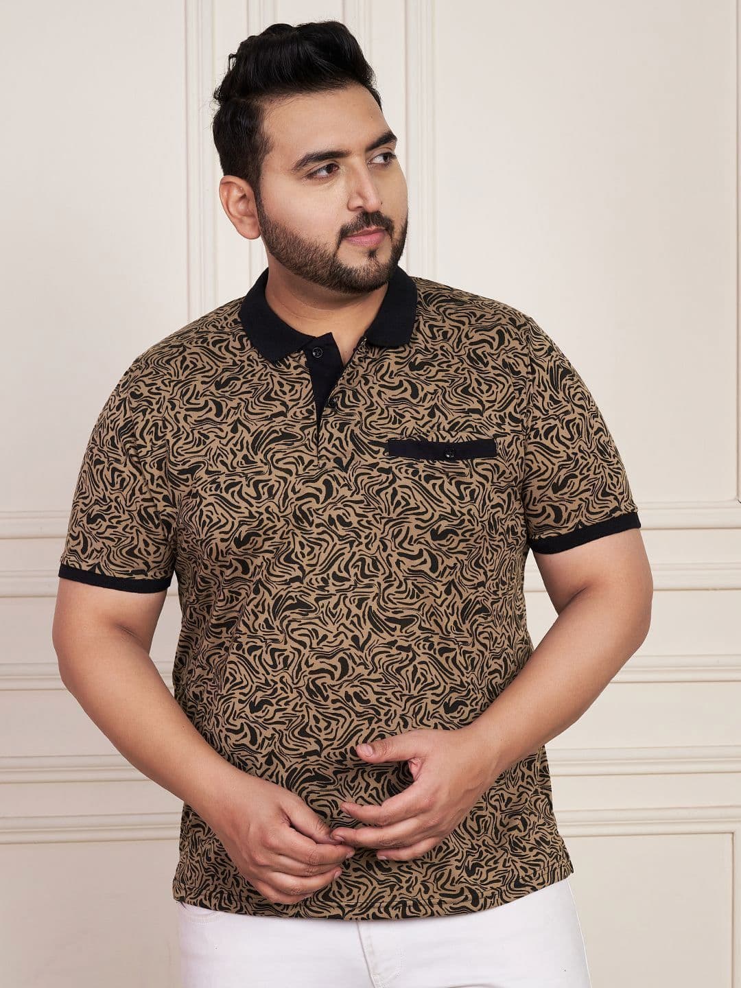 AUSTIVO Abstract Printed Polo Collar Regular Fit T-Shirt - view 1