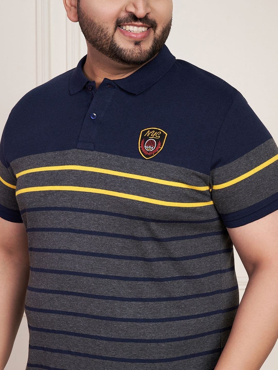 AUSTIVO Striped Polo Collar Applique Regular Fit T-shirt thumbnail 2