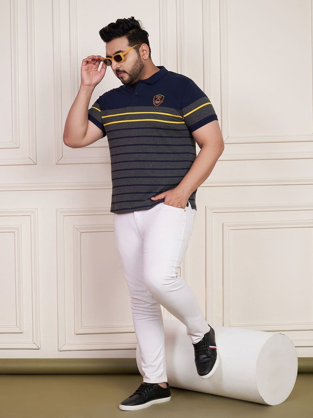 AUSTIVO Striped Polo Collar Applique Regular Fit T-shirt thumbnail 7