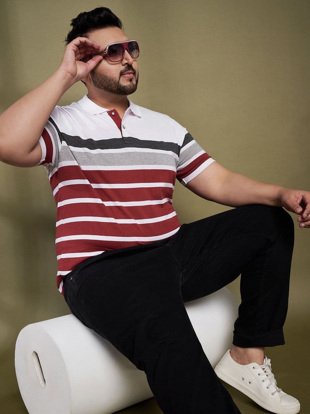 AUSTIVO Striped Polo Collar Regular Fit T-shirt thumbnail 5