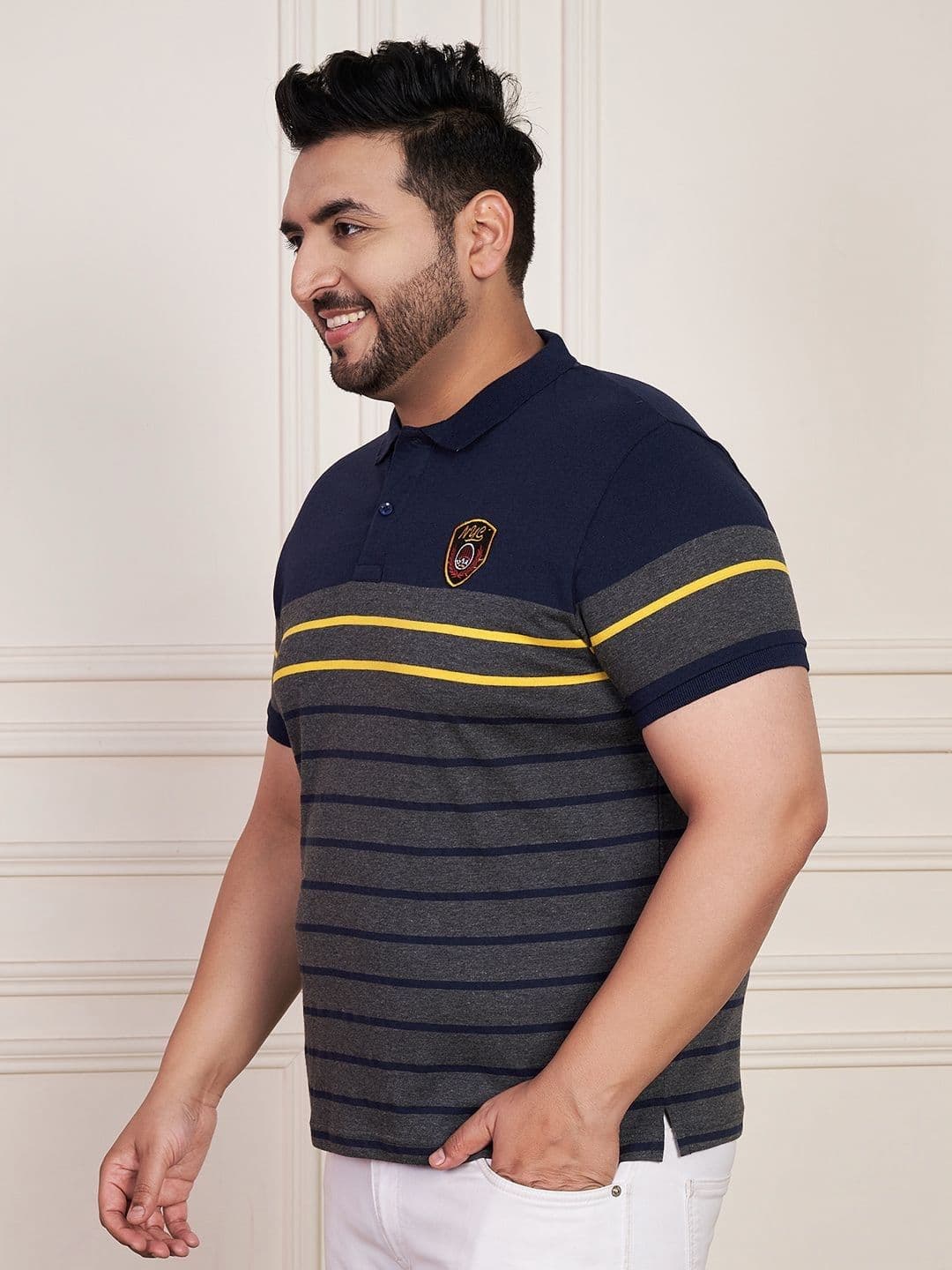 AUSTIVO Striped Polo Collar Applique Regular Fit T-shirt thumbnail 5