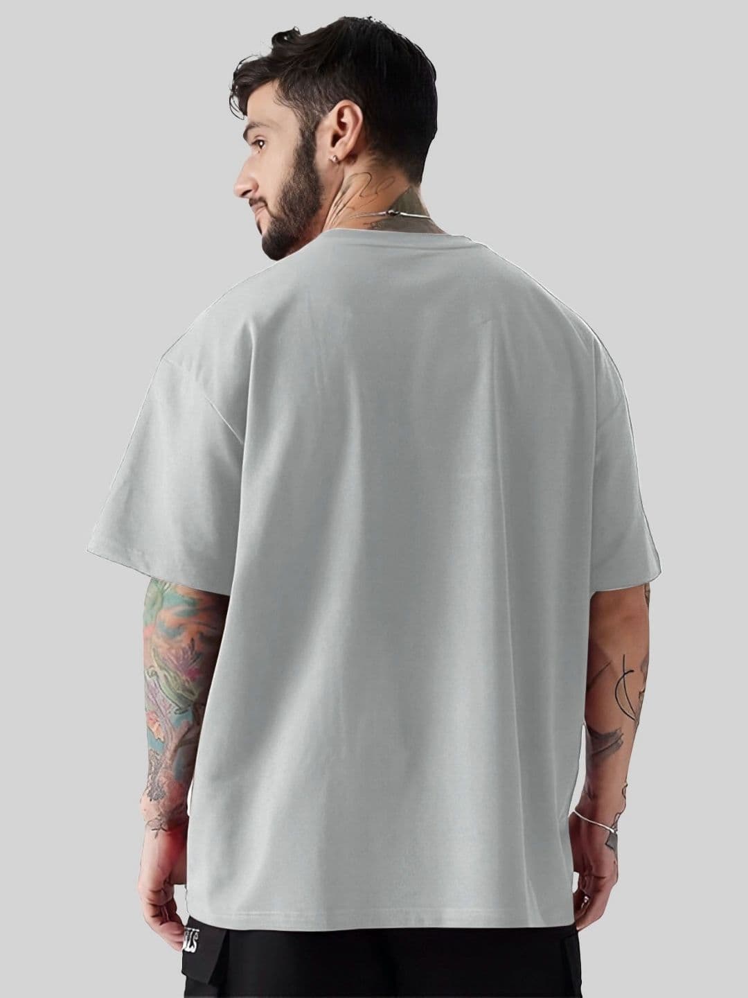 THE BEETEL HOUSE Typography Printed Round Neck Cotton Oversized Loose Fit T-shirt thumbnail 3