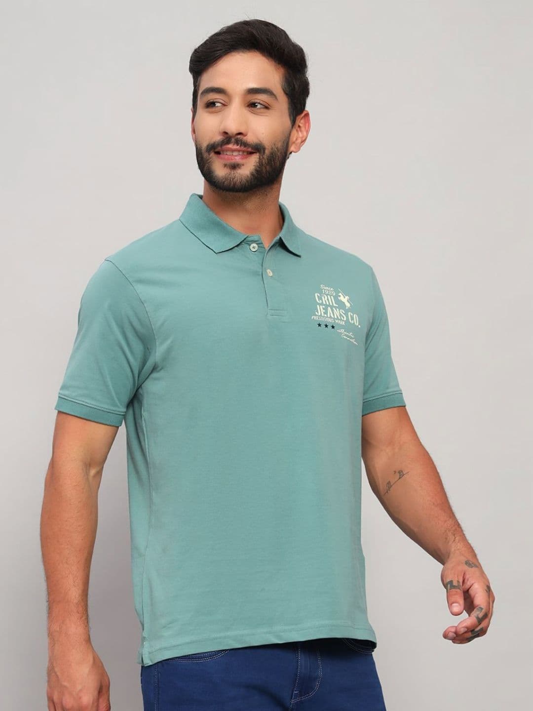 Cantabil Typography Printed Polo Collar Short Sleeves Regular Fit T-shirt thumbnail 3