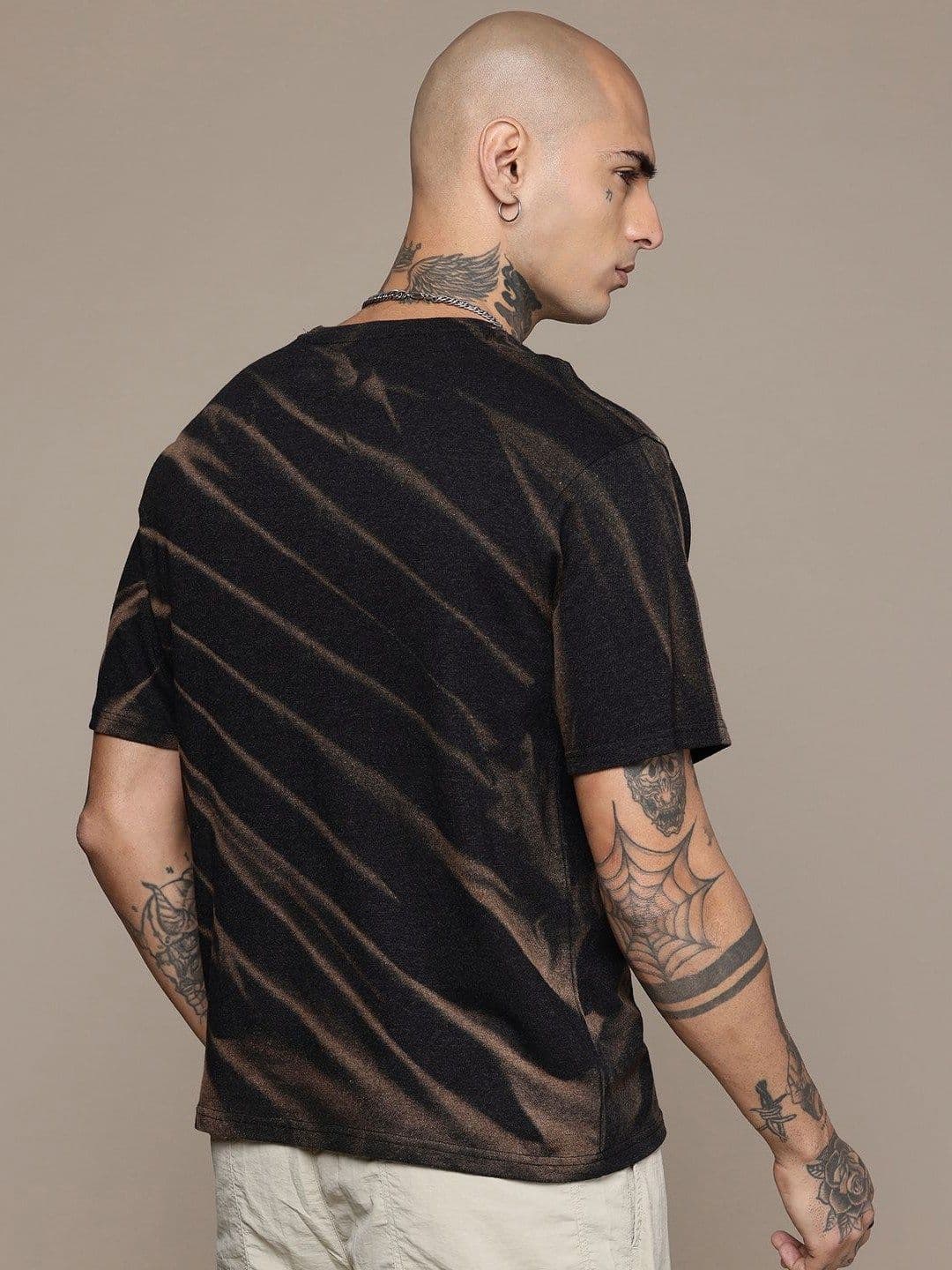 Moda Rapido Washed Effect Tie & Dyed Drop-Shoulder Sleeves Oversized Fit T-shirt thumbnail 2