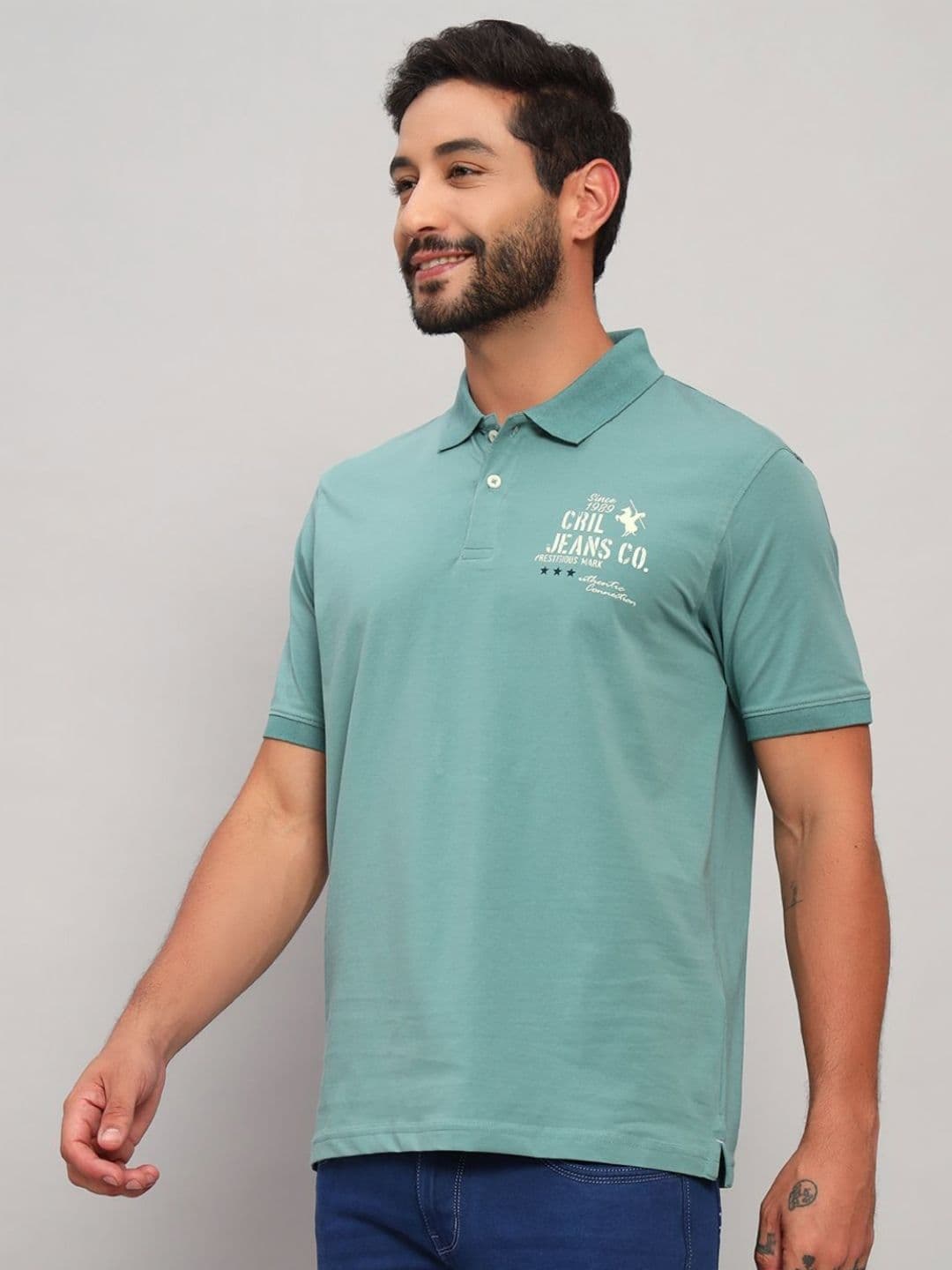 Cantabil Typography Printed Polo Collar Short Sleeves Regular Fit T-shirt thumbnail 6
