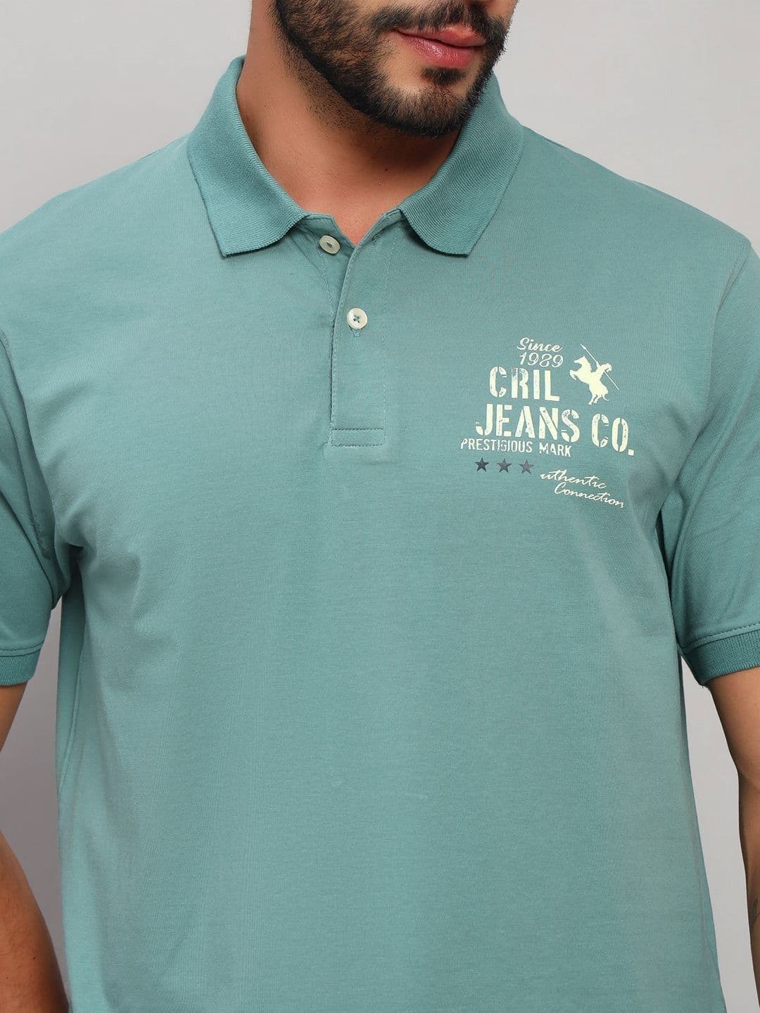 Cantabil Typography Printed Polo Collar Short Sleeves Regular Fit T-shirt thumbnail 2