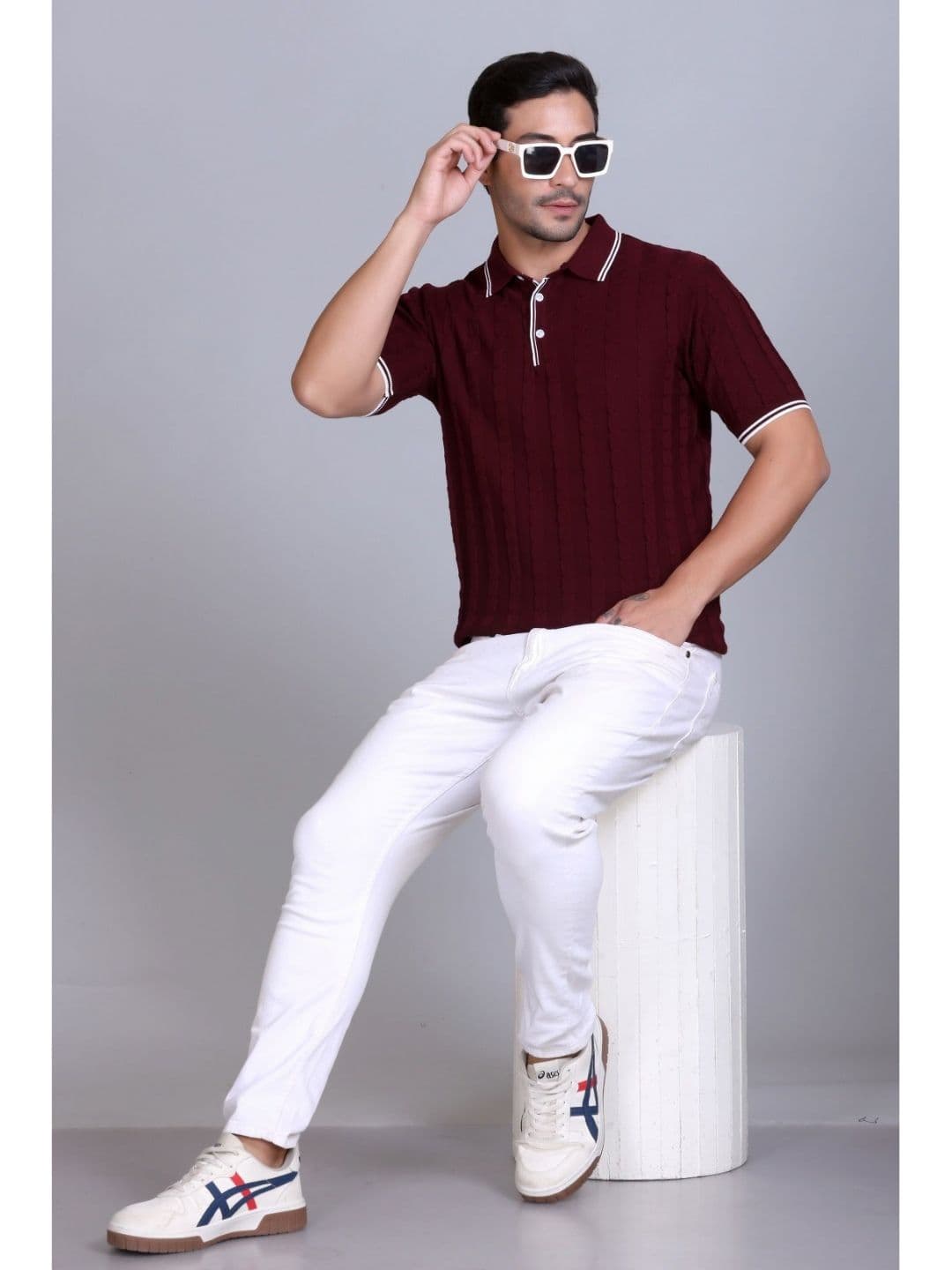Dzant Self Design Polo Collar Short Sleeves Organic Cotton T-shirt thumbnail 5
