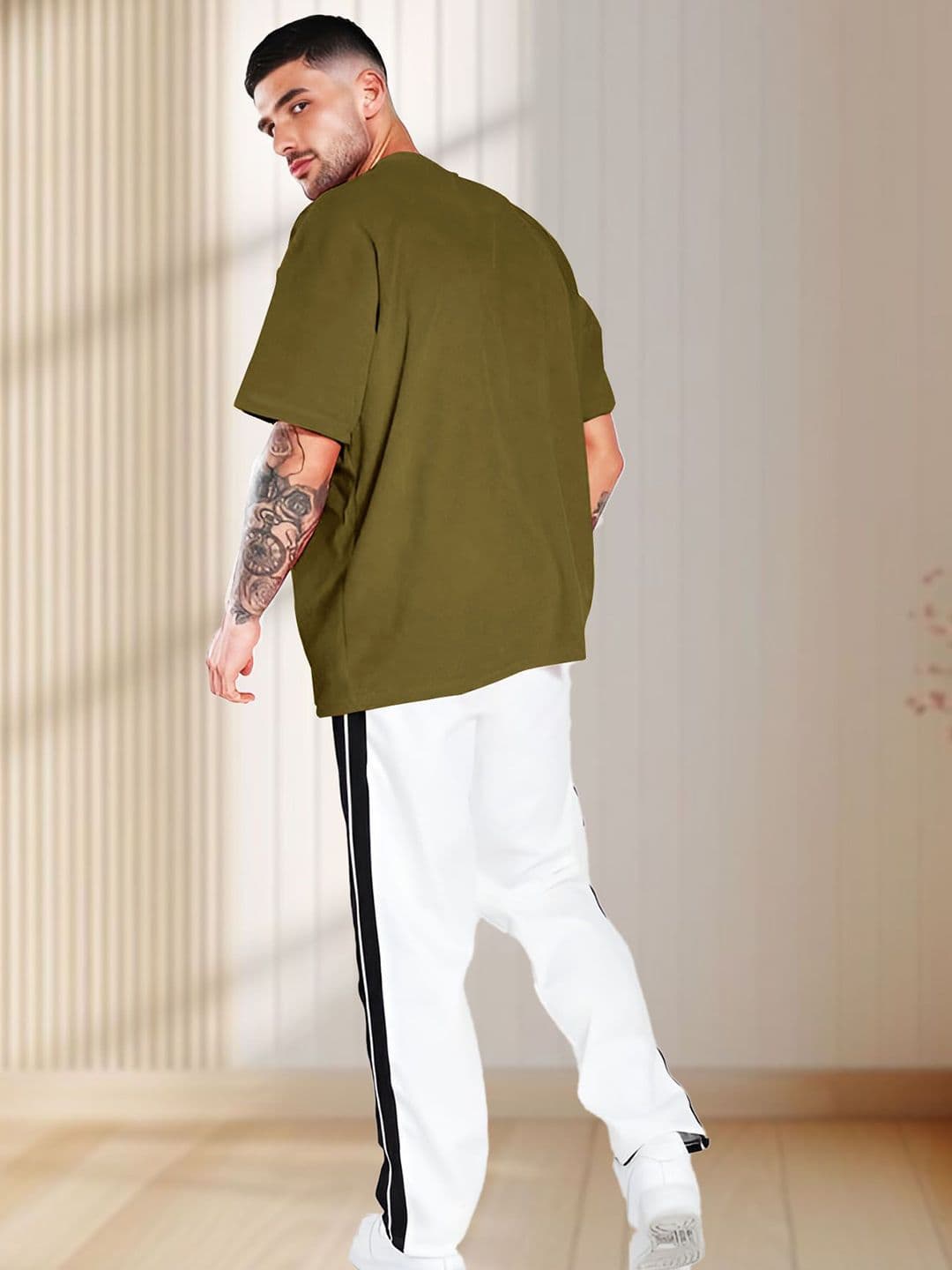 THE BEETEL HOUSE Typography Printed Round Neck Cotton Oversized Loose Fit T-shirt thumbnail 4