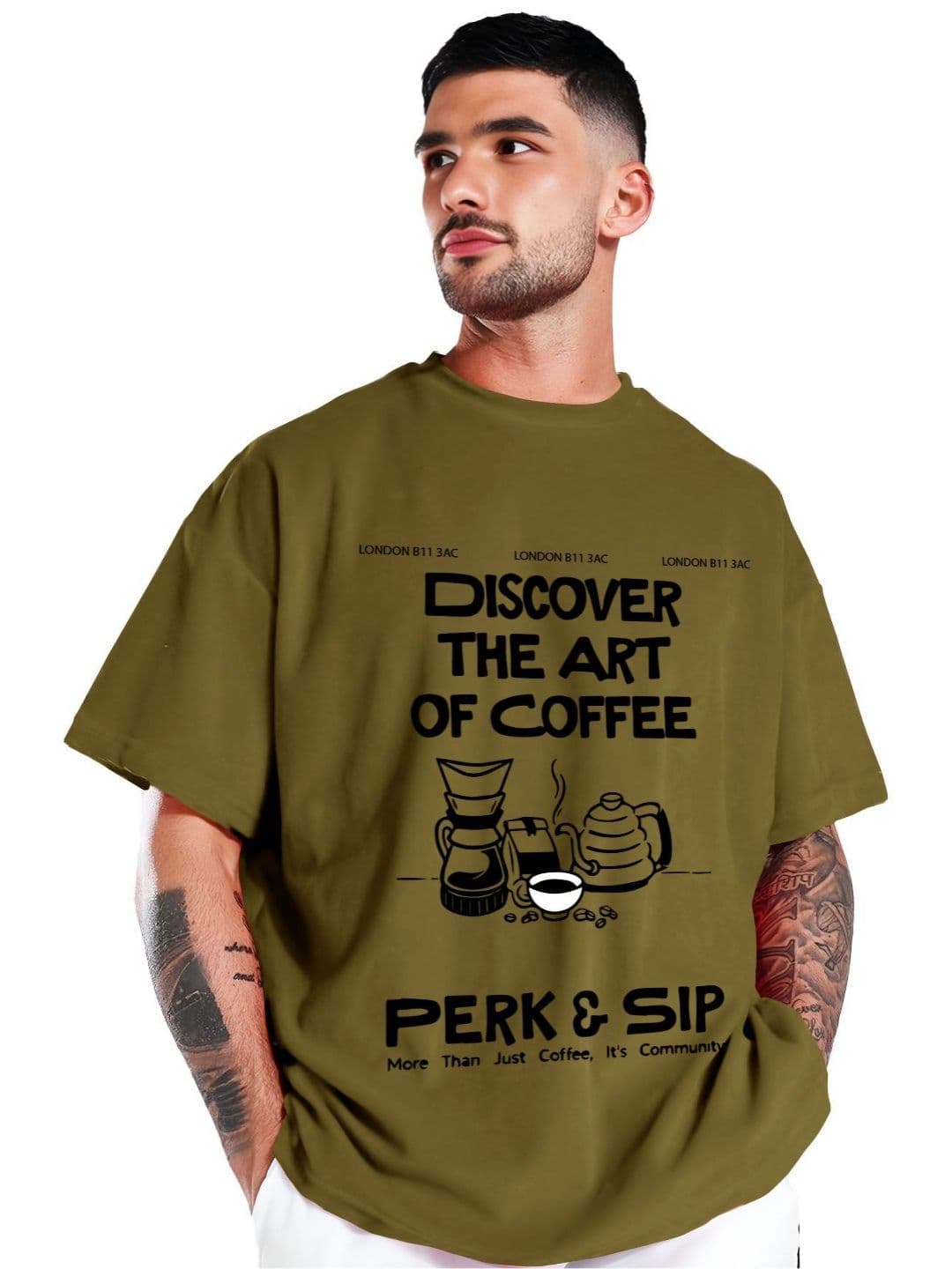 THE BEETEL HOUSE Typography Printed Round Neck Cotton Oversized Loose Fit T-shirt thumbnail 3