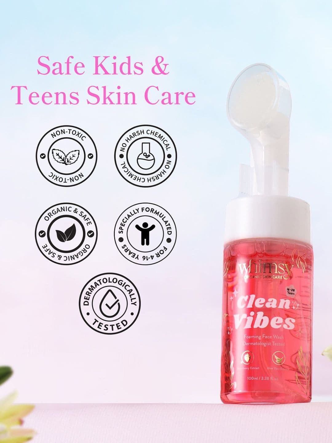 Whimsy Beauty Clean Vibes Foaming Face Wash with Strawberry & Aloe Vera - 100 ml thumbnail 3
