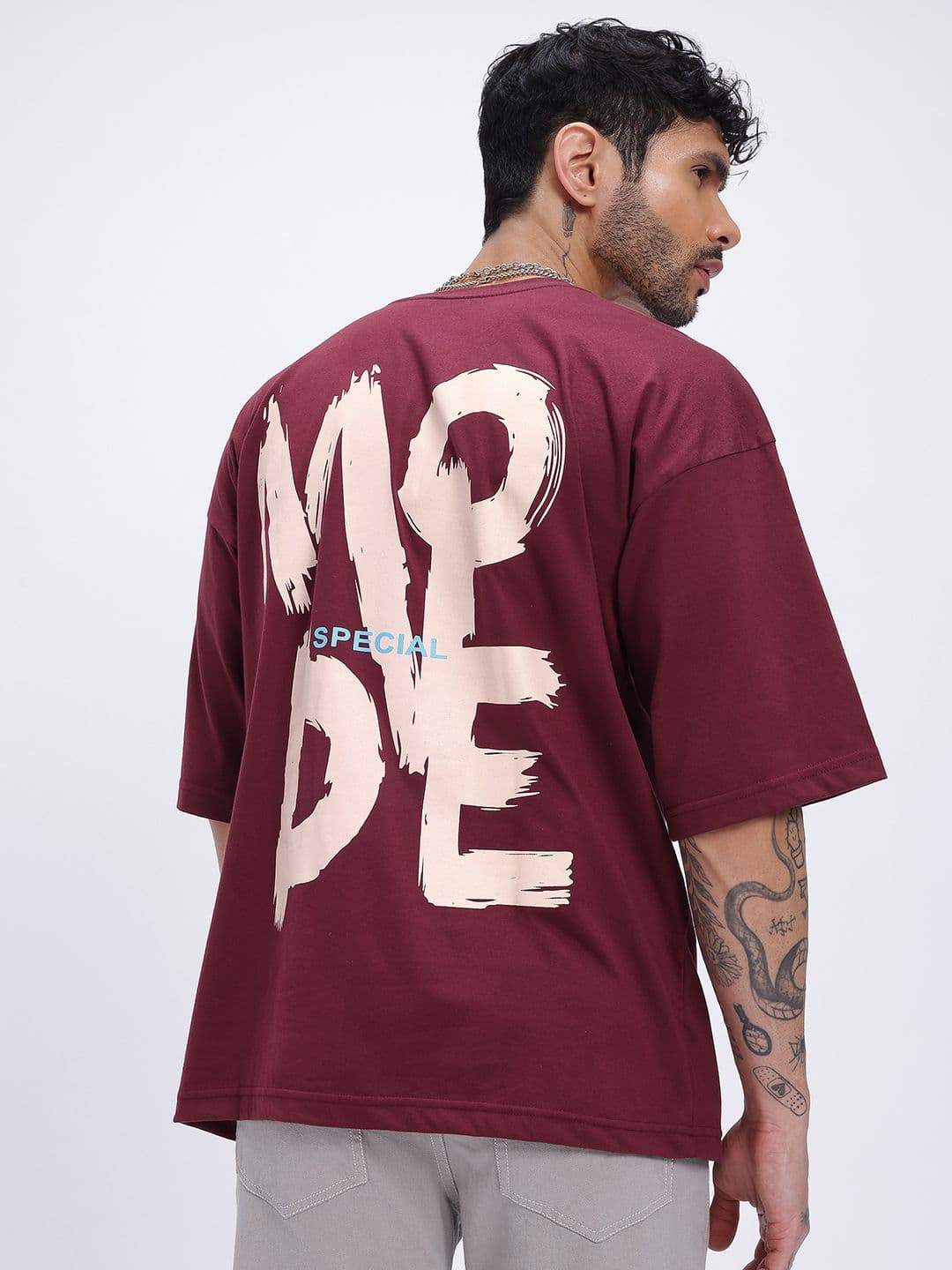 glitchez Typograpy Printed Oversize Drop-Shoulder T-shirt thumbnail 3