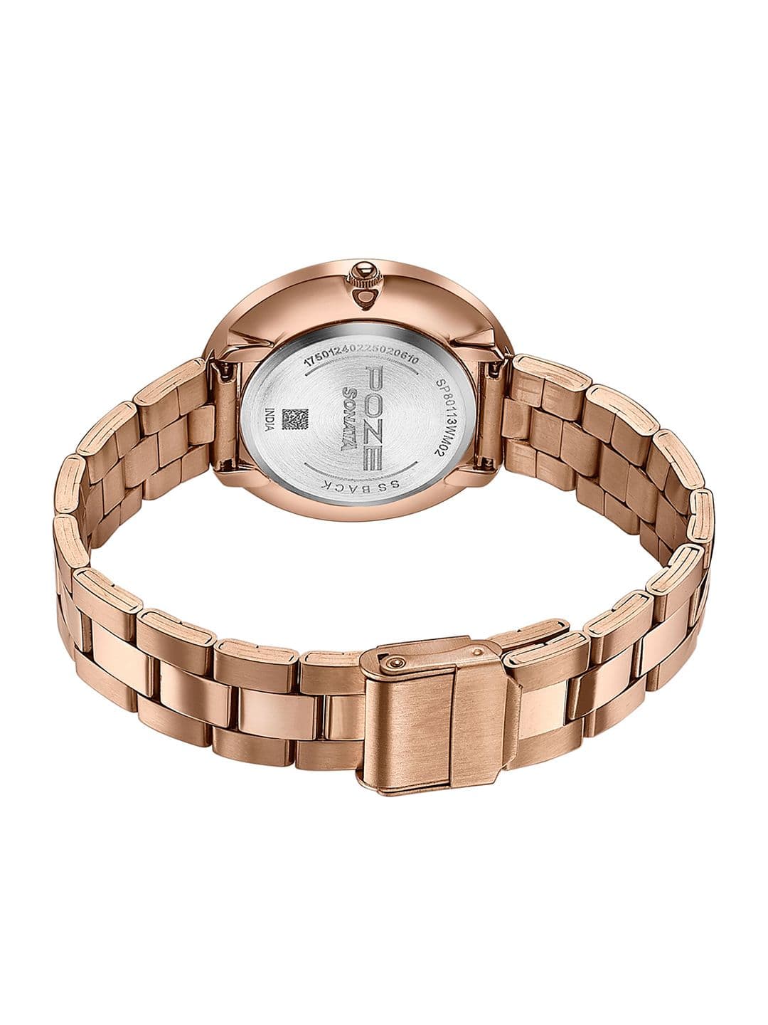 Sonata Poze Women Brass Dial & Stainless Steel Bracelet Style Straps Analogue Watch SP80113WM02 thumbnail 5