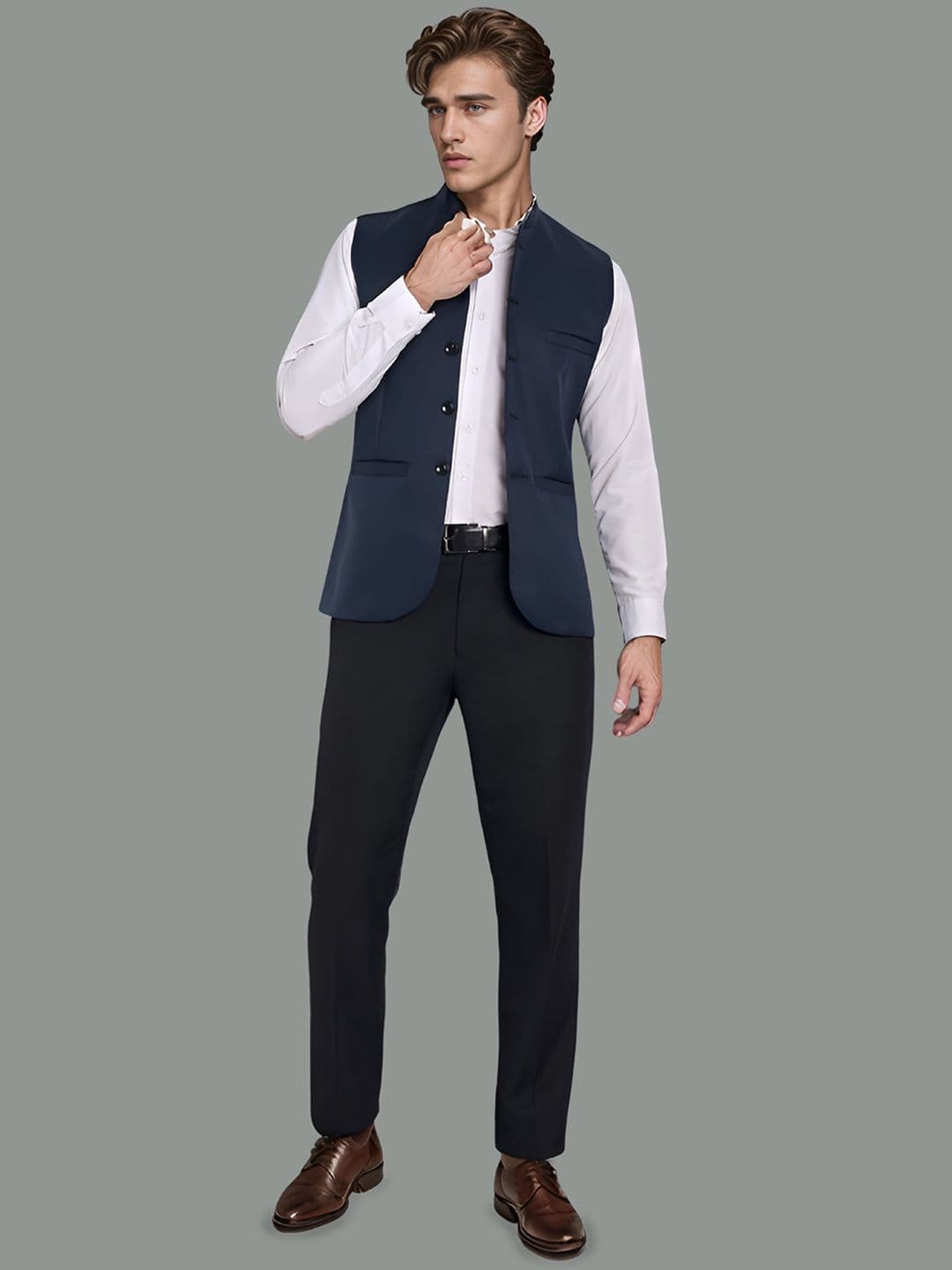 Moda Rapido Mandarin Collar Nehru Jacket thumbnail 3