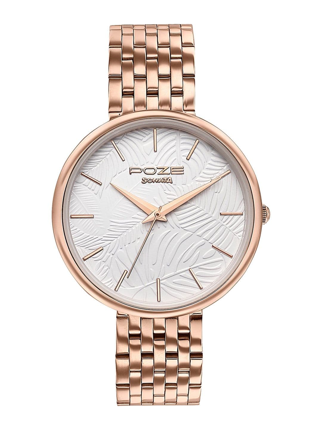 Sonata Poze Women Brass Dial & Stainless Steel Bracelet Style Straps Analogue Watch SP80113WM03 thumbnail 6